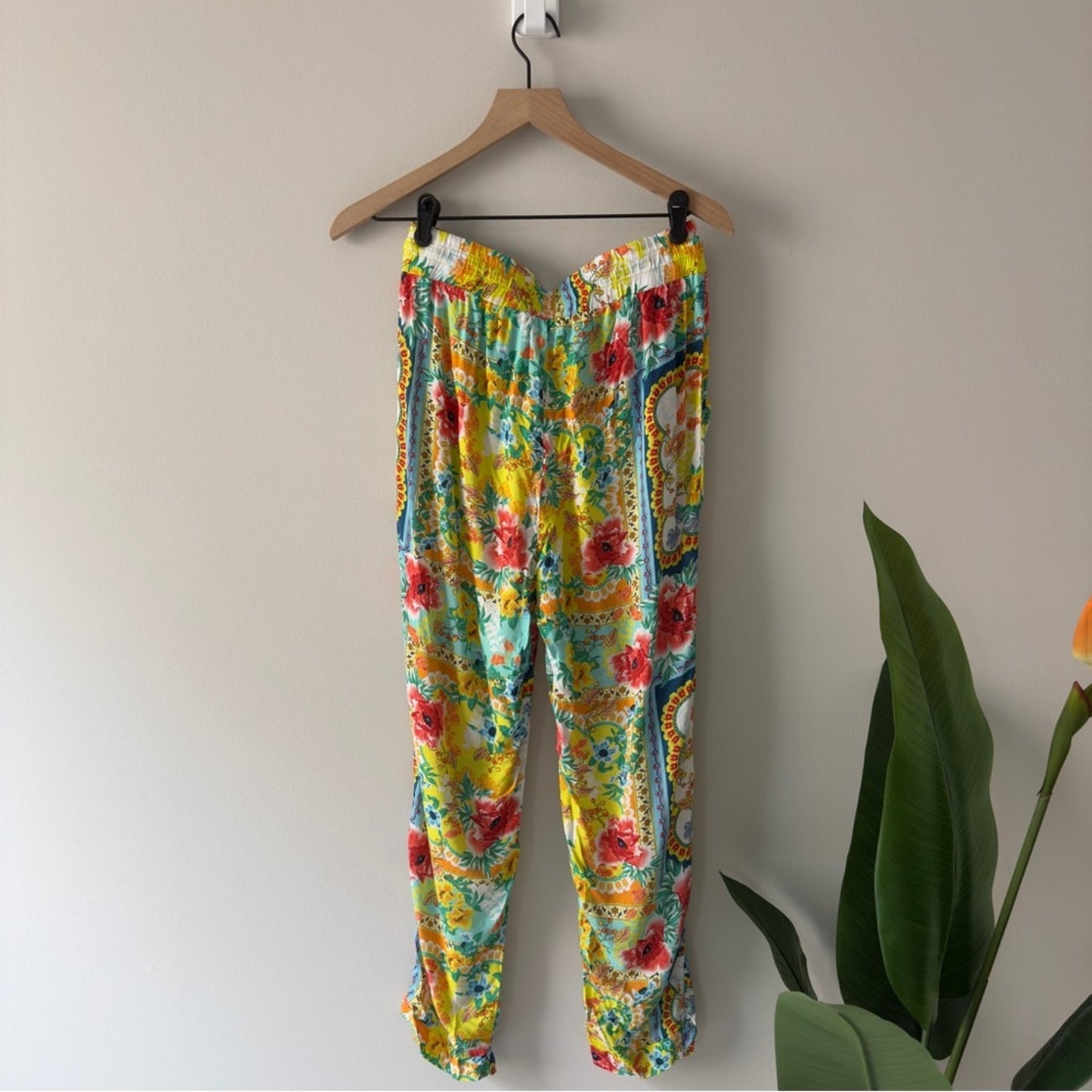 Cia. Maritima Floral Print Women's Pants Boho Bohemian Hippie Tassel Drawstring