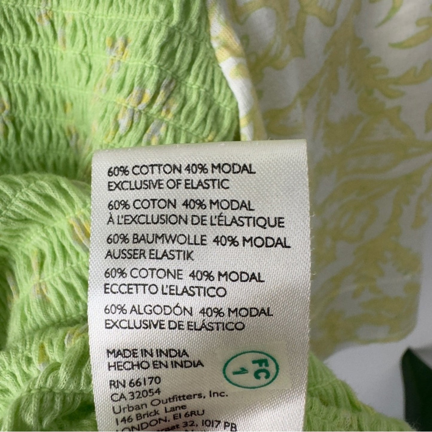 Free People Marigold Top in Key Lime Combo Smocked half Sleeve Cropped top green