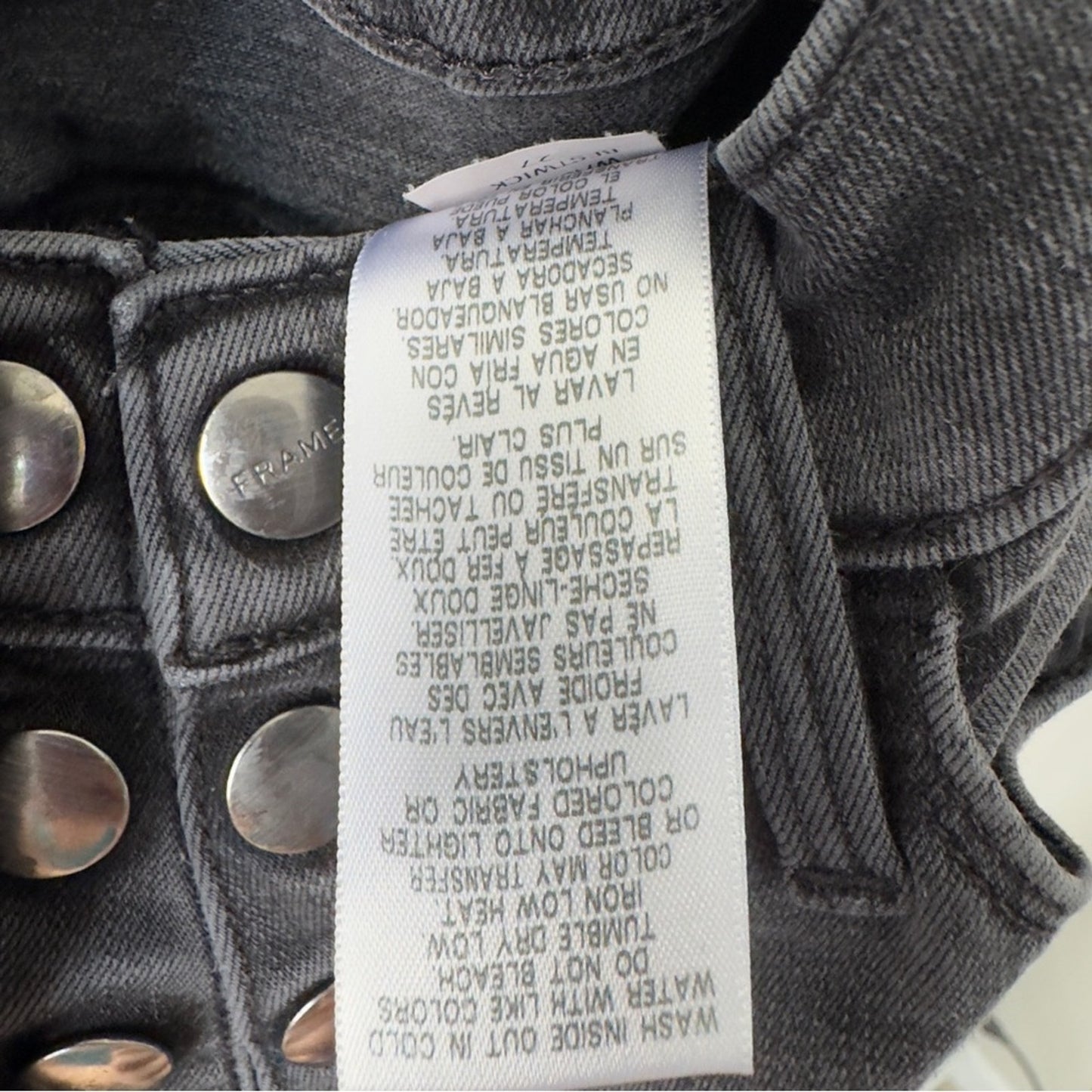 Frame Le High Skinny Jeans Button Fly Denim High Rise Gray Stretch cotton pocket