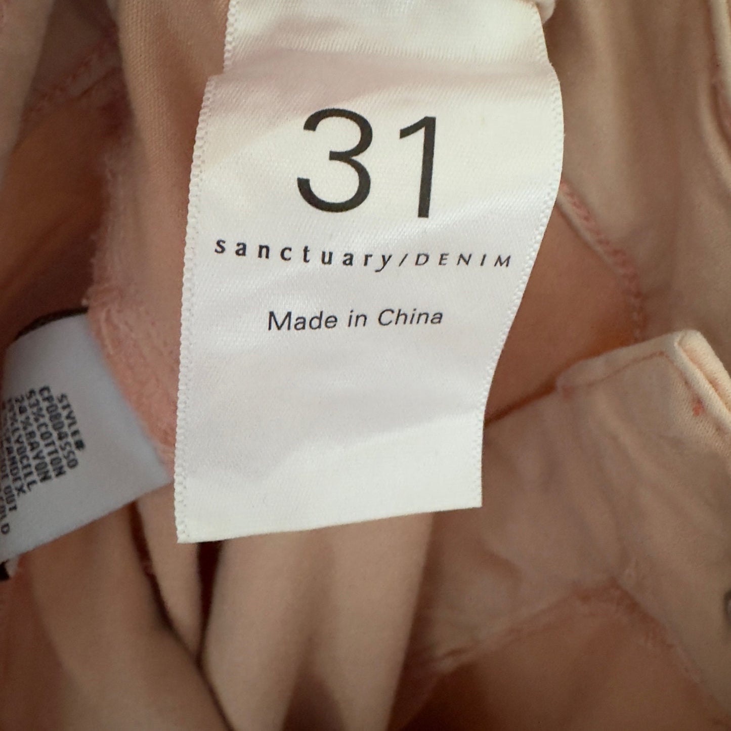 Sanctuary Denim Pale Pink cargo style pants zip button solid pockets zipper 31