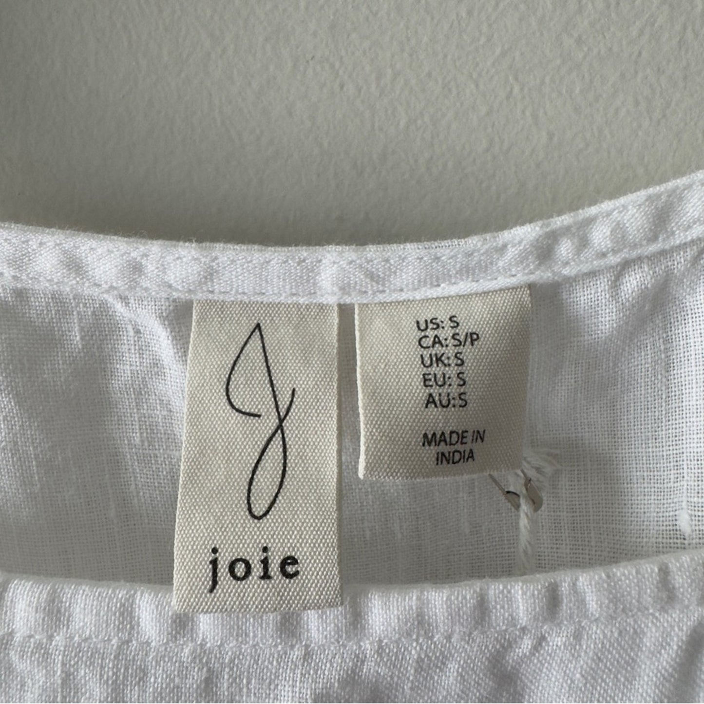 Joie 100% Linen White Smocked Waist Tank Top Sleeveless lace straps button side