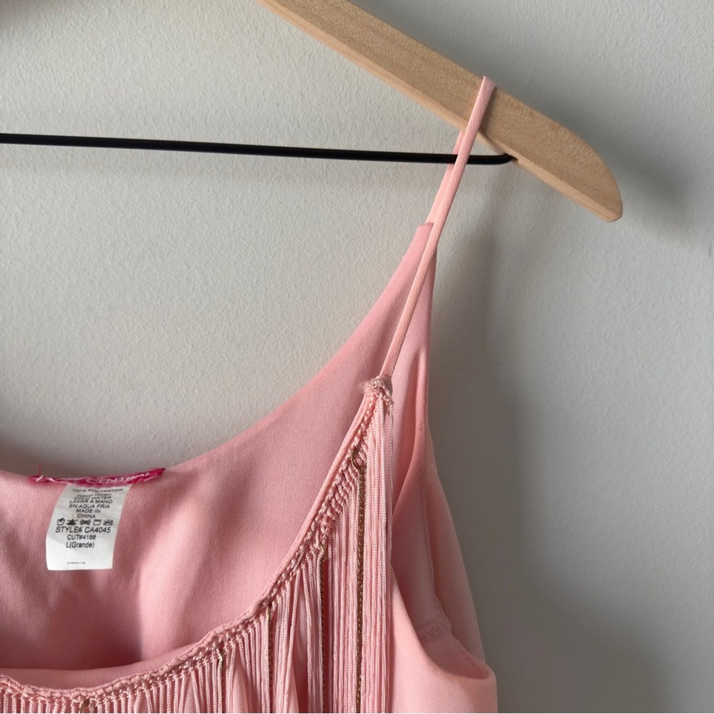 Vintage Y2K Body Central Pink Layered Fringe Camisole Tank Top Spaghetti Strap