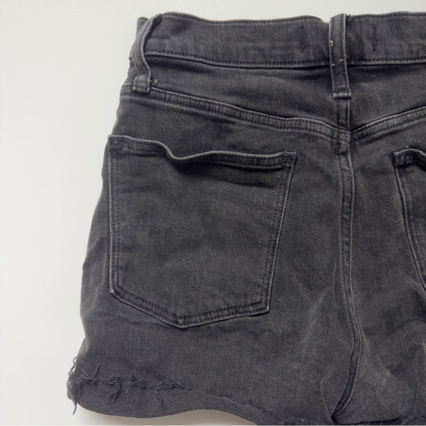 Madewell High-Rise Denim Shorts Jean cotton stretch high waisted gray black zip