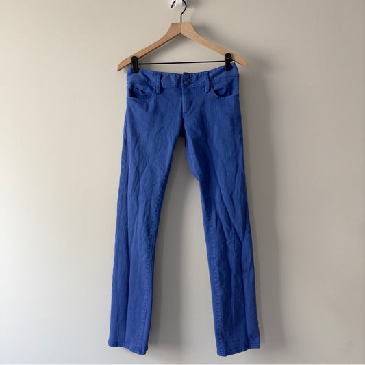 Lilly Pulitzer Worth Straight Jean Blue Cotton Stretch Pockets Zip double button