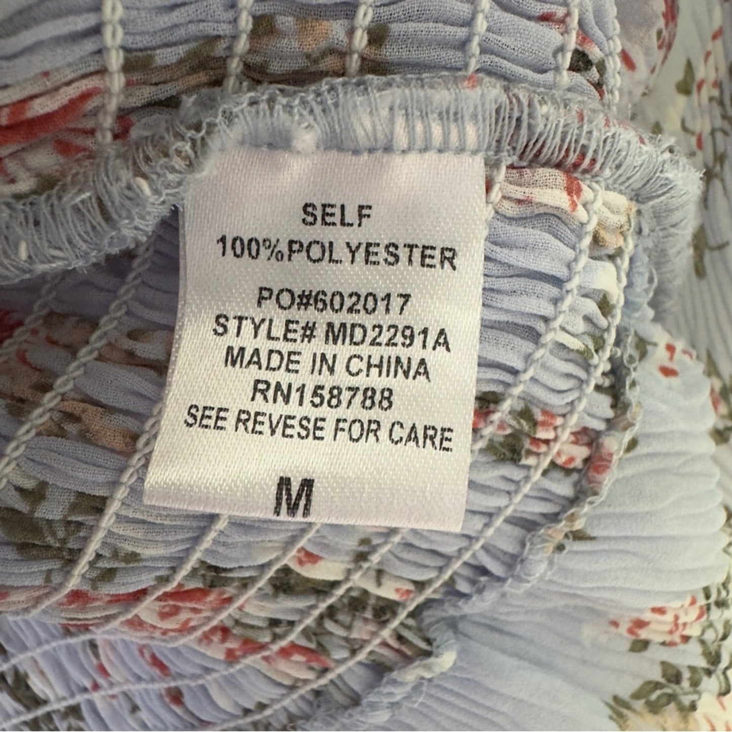 Anthropologie Mable Asher Smocked Midi Dress Blue Floral Ruffle Tiered Bodycon M