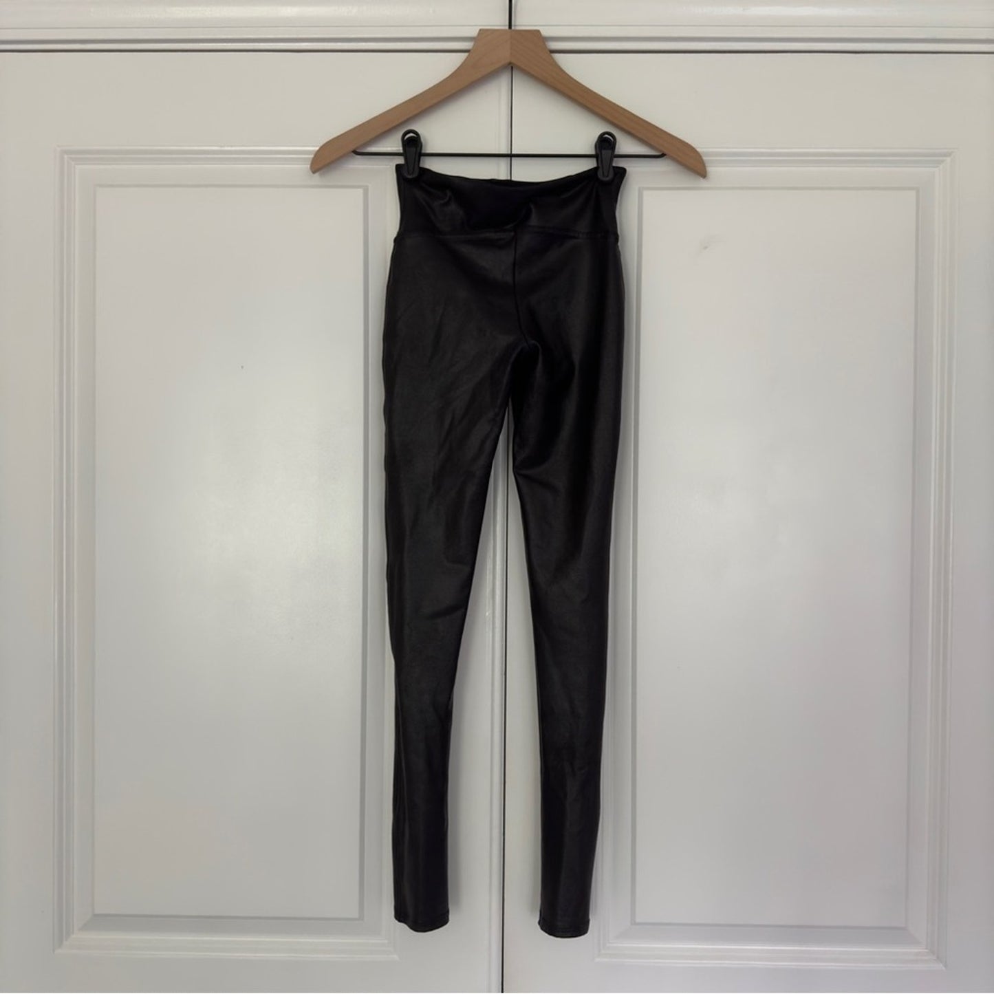 Spanx High Rise Faux Leather Athletic Leggings Stretch Spandex Skinny Athleisure