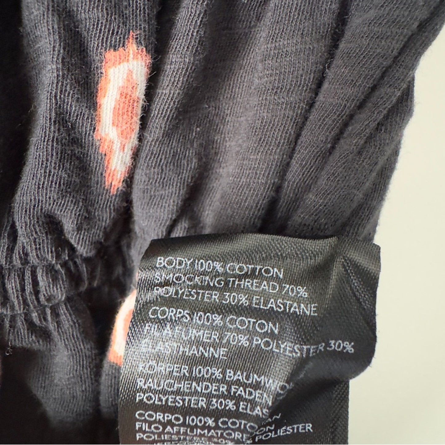 Anthropologie Smocked Tube Top 100% Cotton Chic Black Strapless Pattern Smock M