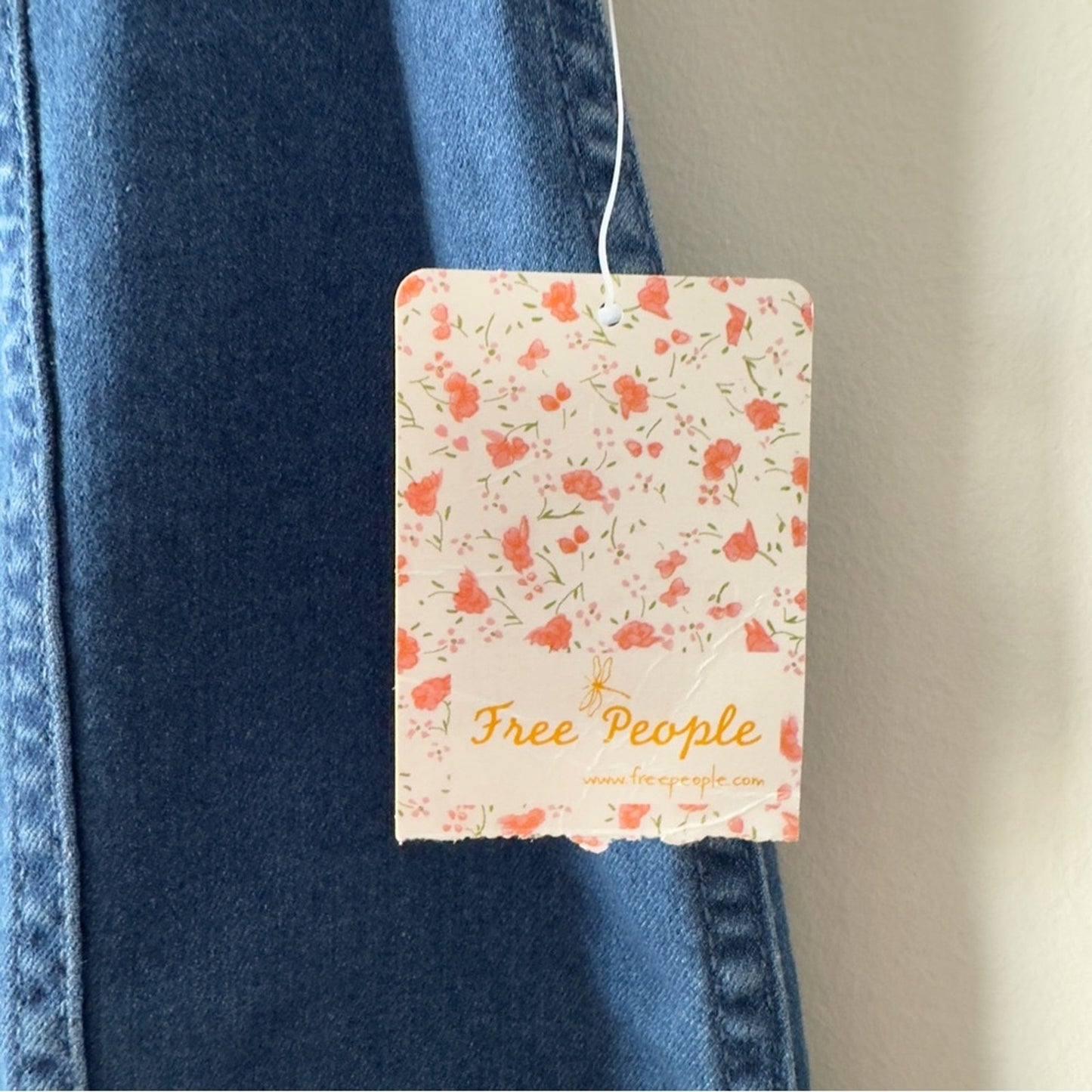 Free People Modern Femme Blue Denim Mini Skirt Dark Wash Zip Up Zipper Back Jean