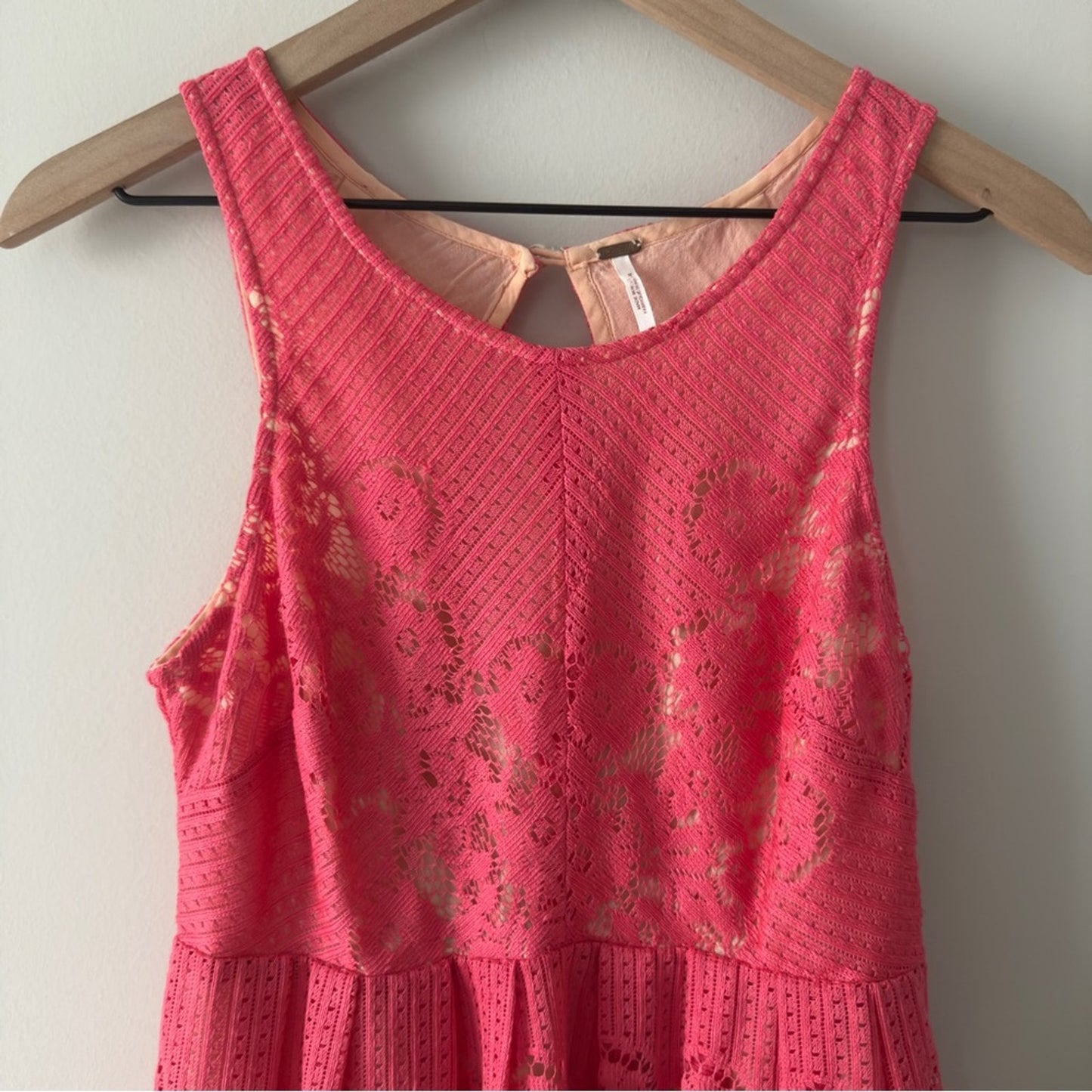 Free People Lace Rocco Dress Dusty Rose Pink cut out Backless mini dress cutout