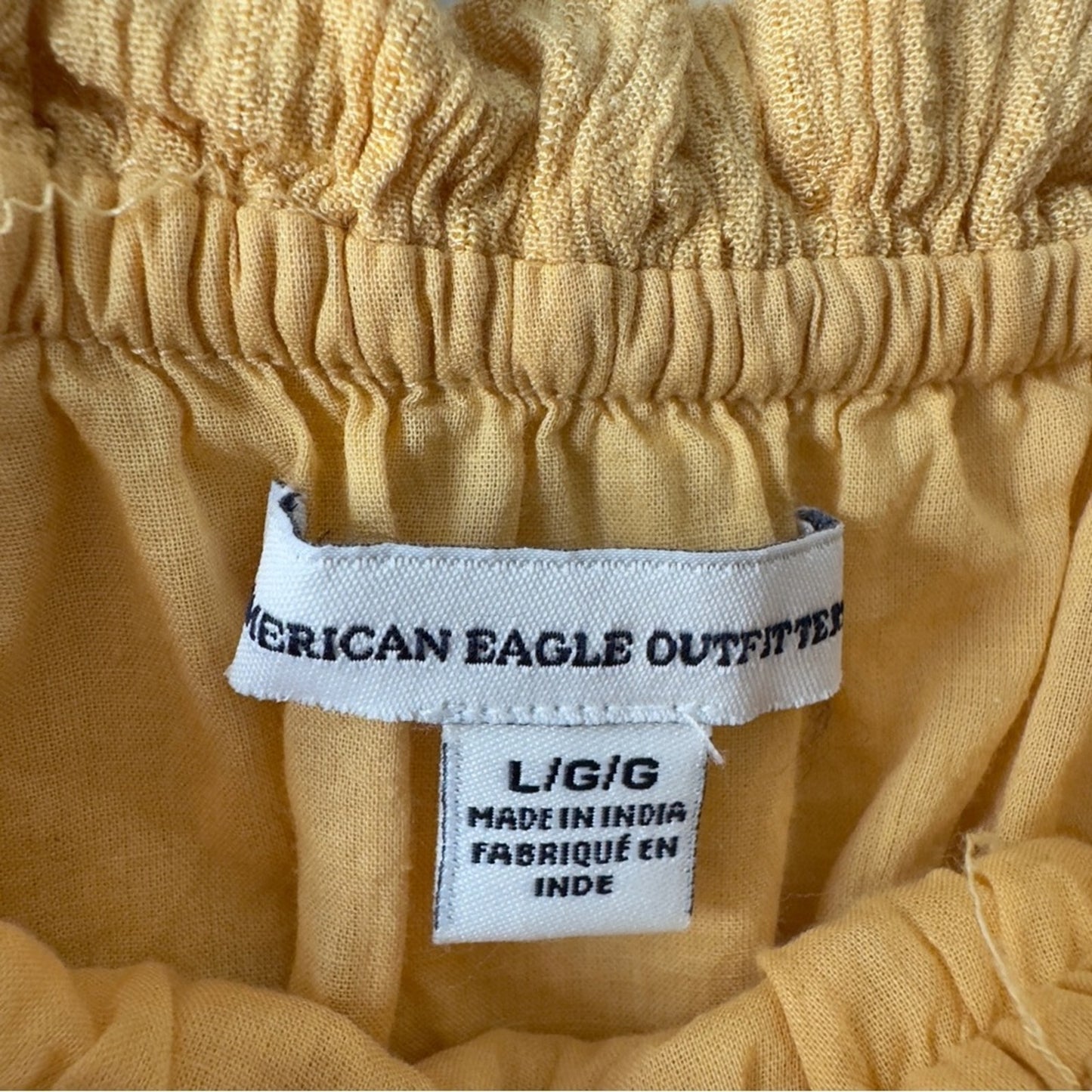 American Eagle Outfitters Strapless Crop Top Yellow White Smocked Tube Top Crop