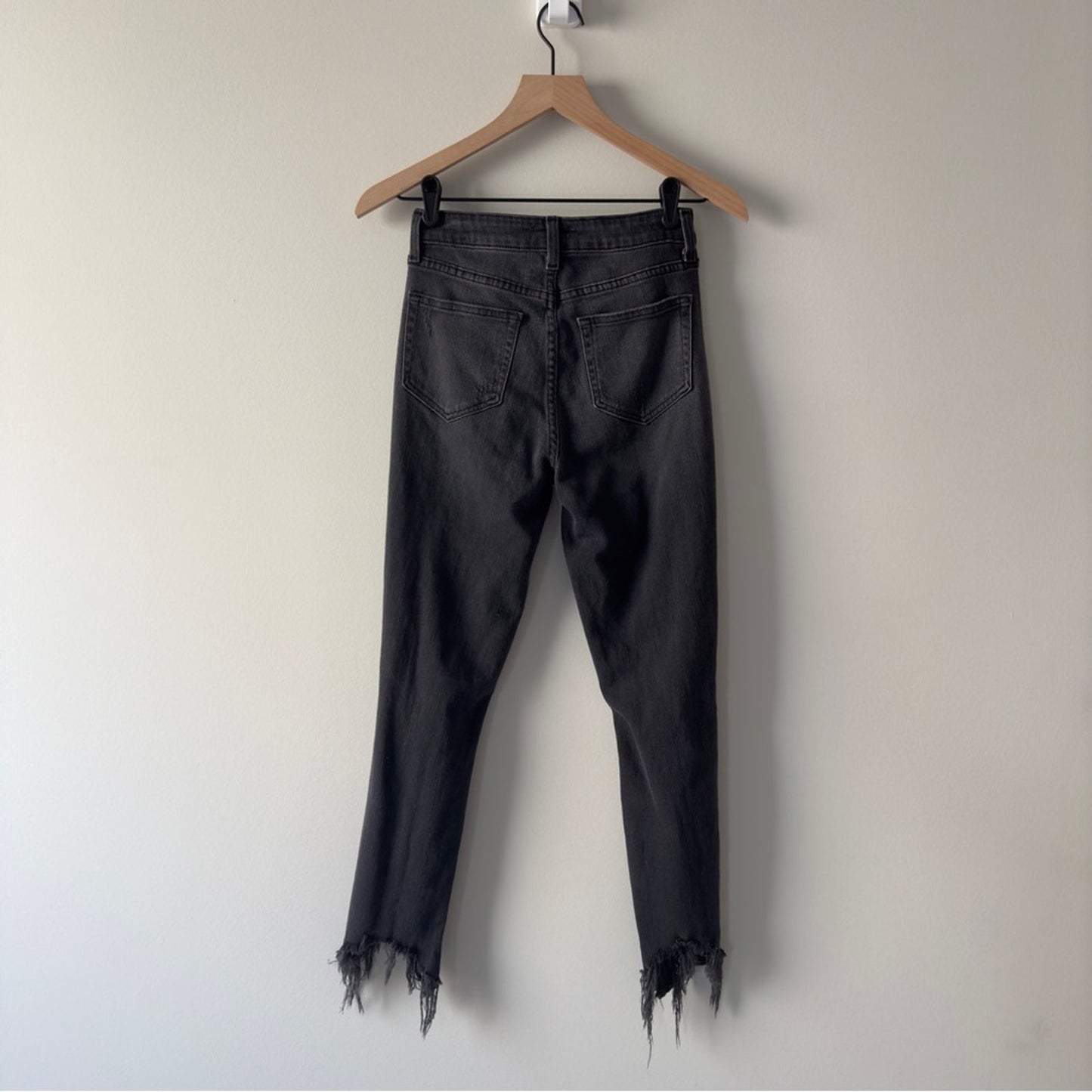 L’Agence Distressed High-Rise Dark Gray Jeans Ripped Destroyed Made in USA zip