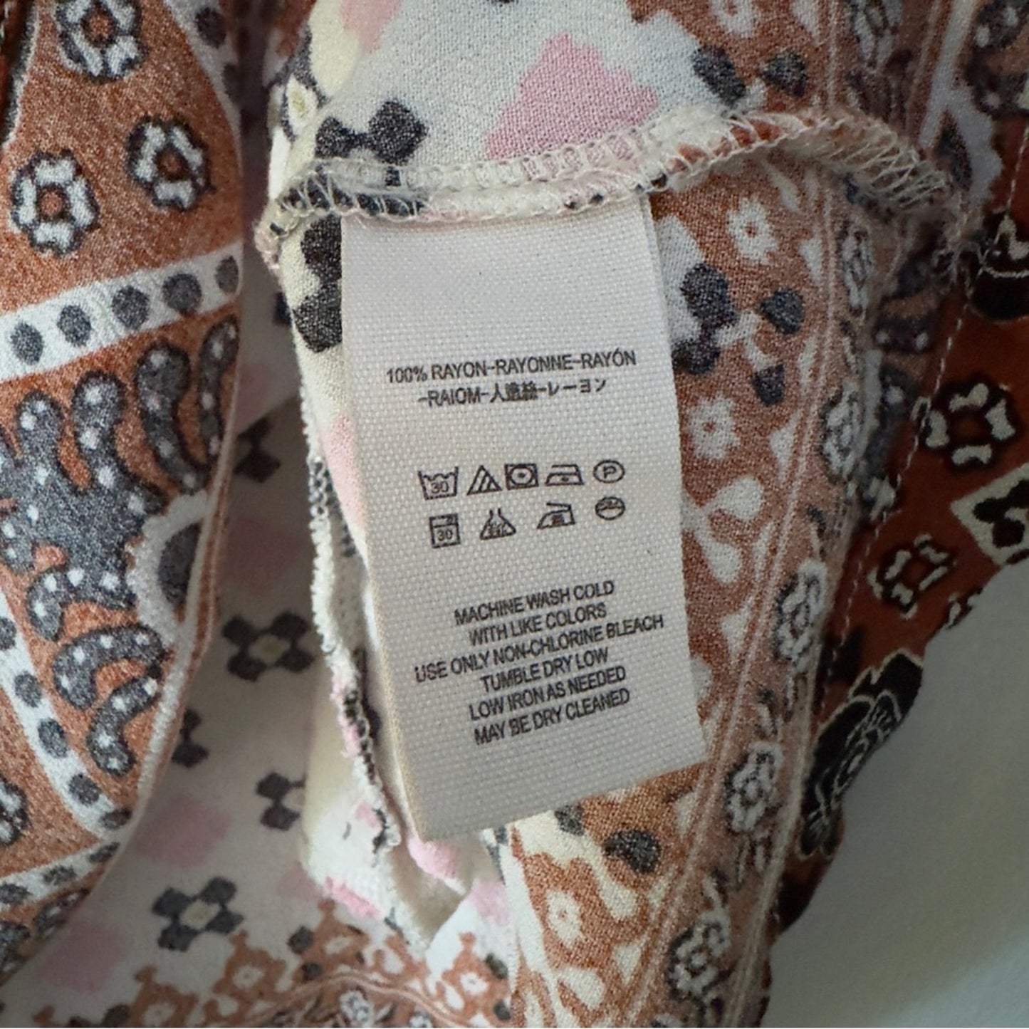 Free People Charlotte Tunic Top Tribal Print Boho Bohemian Collared Button Neck