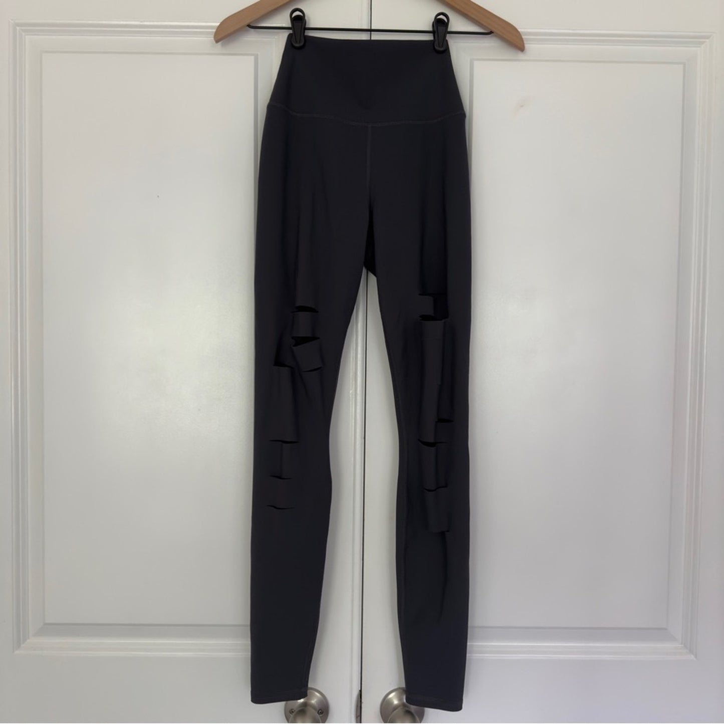Alo High Rise Slit Front Leg Athletic Leggings Stretch Activewear Athleisure XS