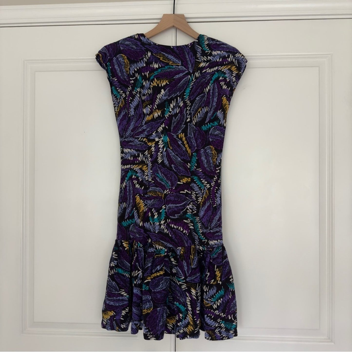 Vintage 90s Rampage Button Down Midi Dress 1990s Print Shoulder Pads VTG 9/10