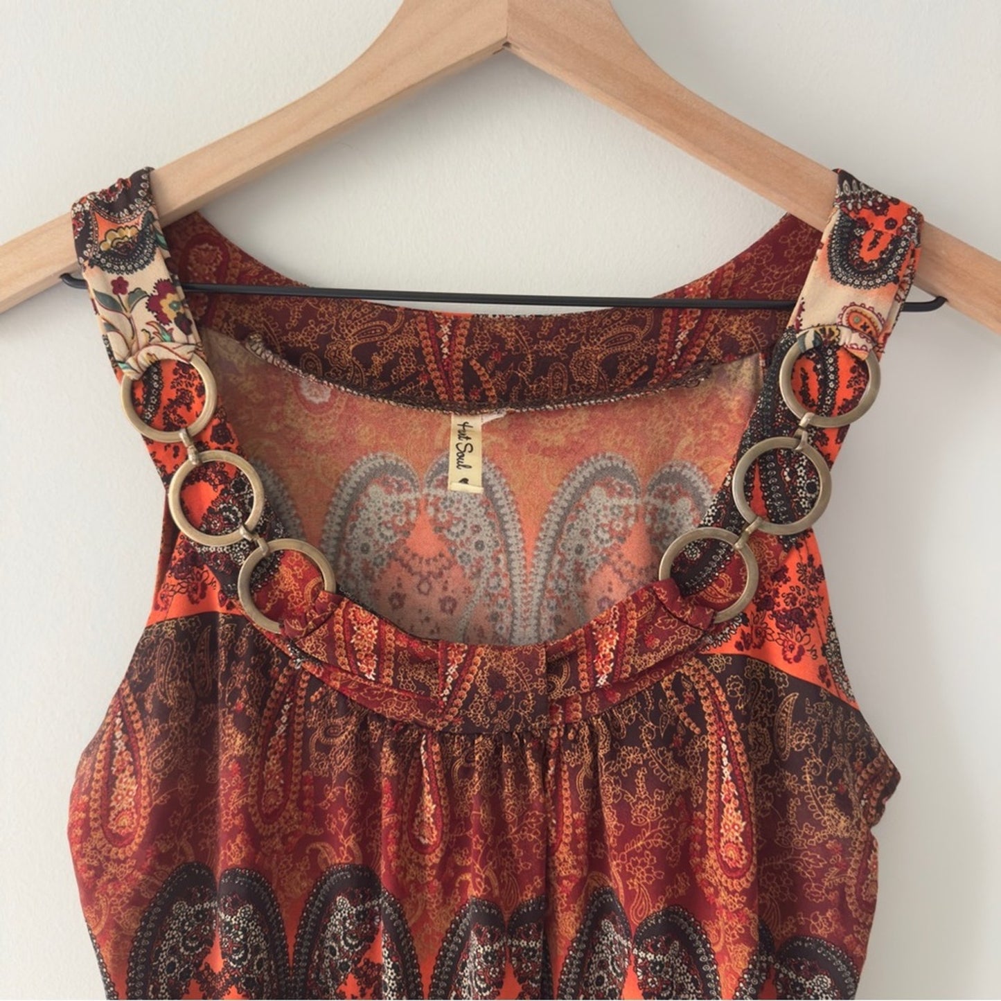 Y2K Heart Souls Paisley Print Sleeveless Top Sleeveless Tank Floral Banded Waist