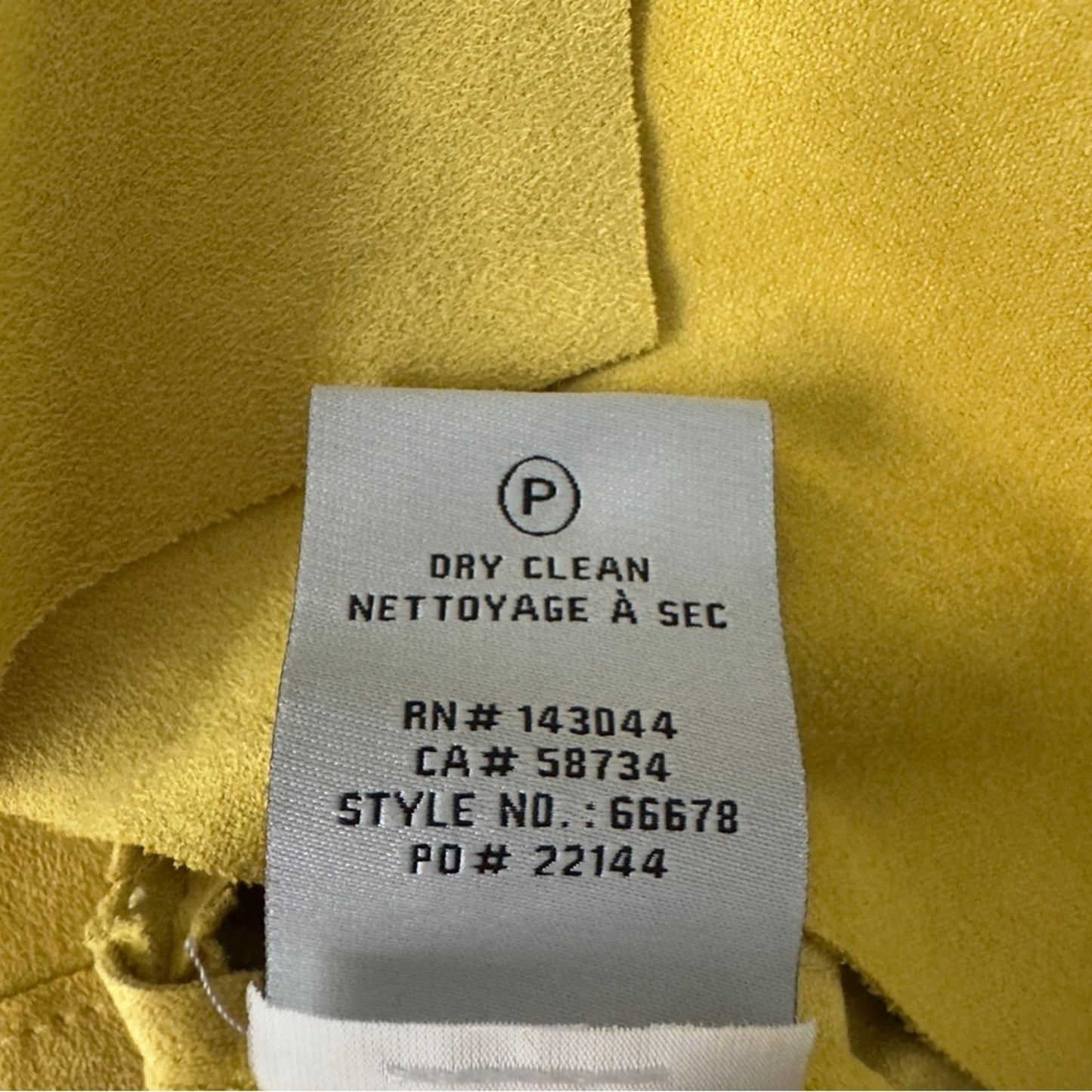 Bagatelle Faux Suede Yellow Open Front Jacket Long Sleeve Front Zipper Pockets M