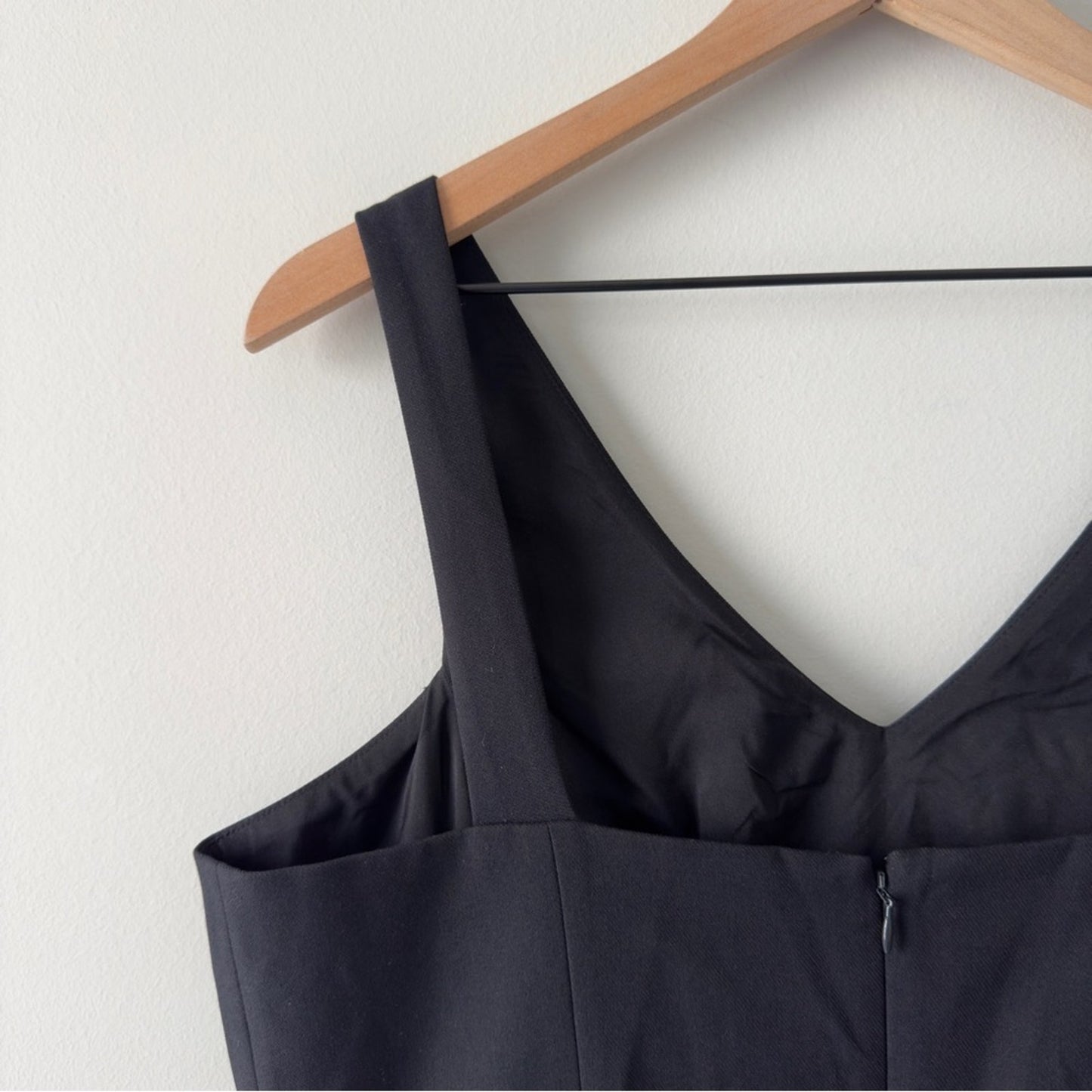 LOFT Black A-Line Mini Dress V-Neck Sleeveless Solid Minimalist Business Casual