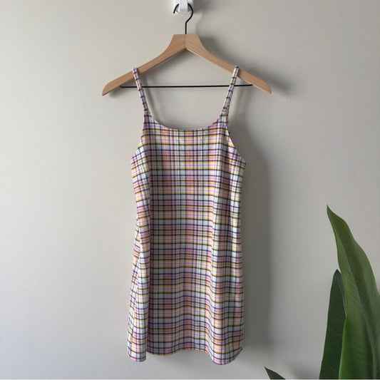 Justice Multicolor Plaid Slip Dress Spaghettie Strap Y2K Retro Colorful Pastel