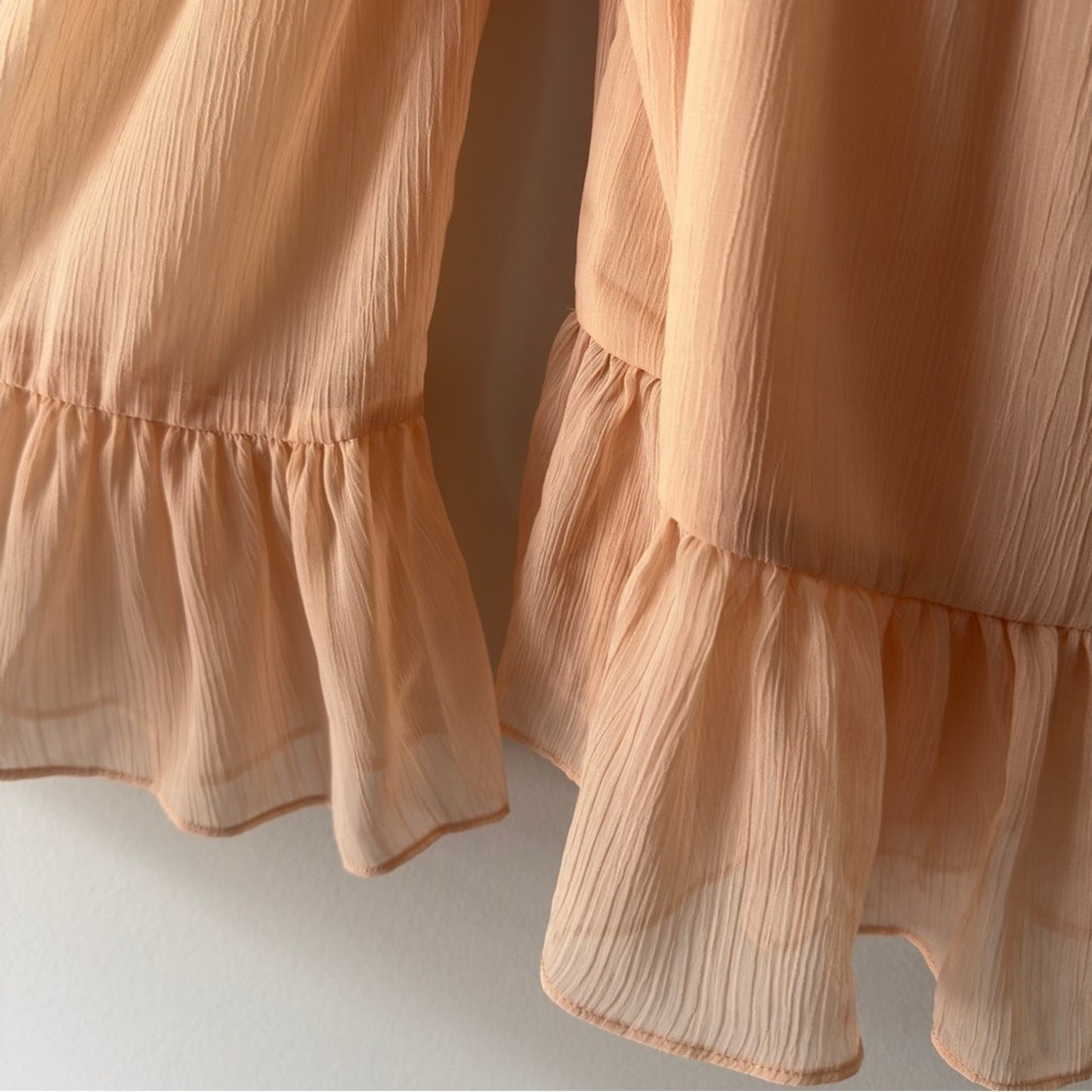 Revolve Lovers + Friends Cold Shoulder Pink Orange Ruffled Bell Sleeve Blouse M