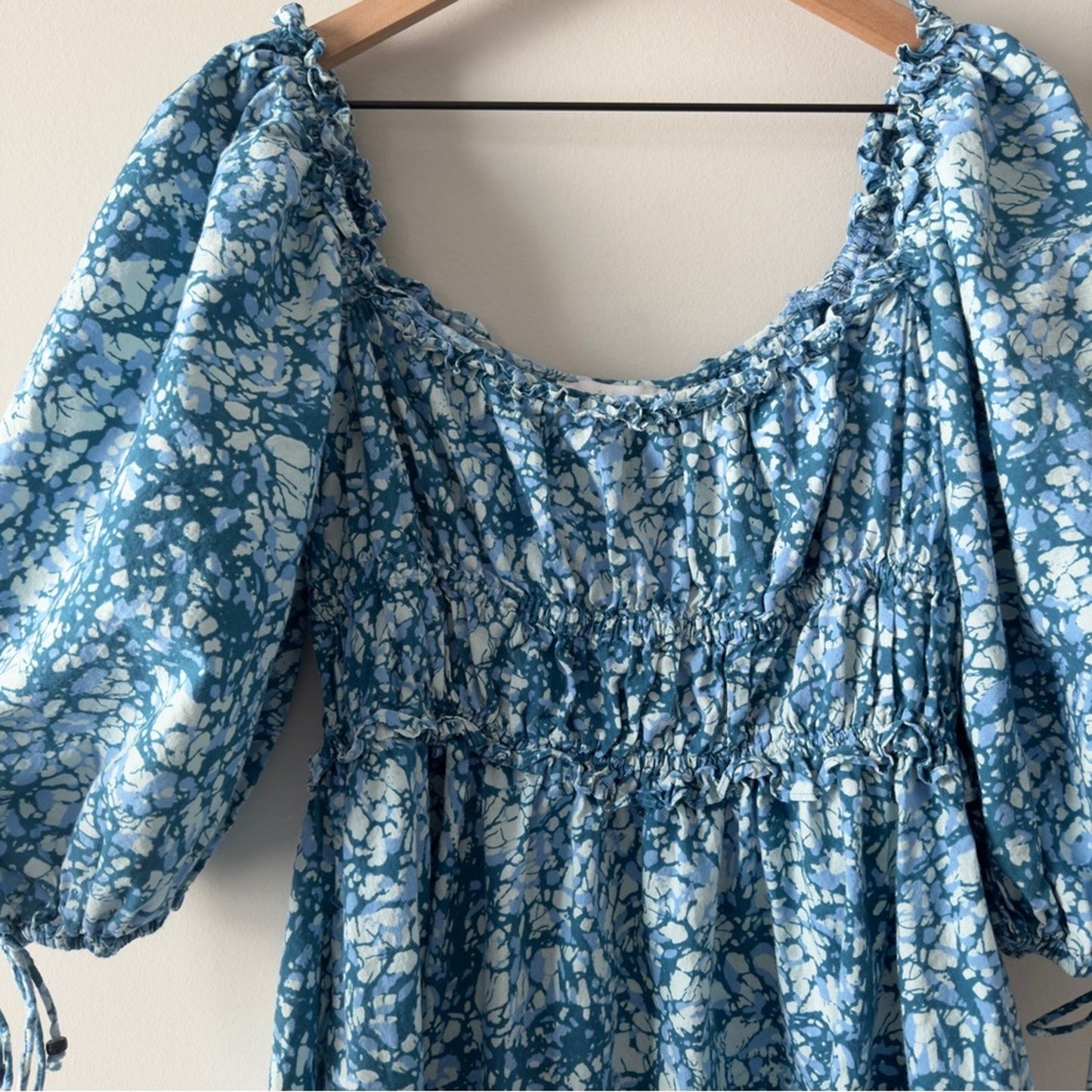 Revolve House of Harlow 1960 floral mini dress short bow balloon sleeve ruffle L