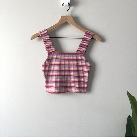 American Eagle Outfitters Multicolor Striped Crop Top Ribbed Tank Sleeveless Y2K