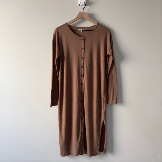 Madewell Earthy Brown Long Sleeve Duster Cardigan Button Down Solid Minimalist S