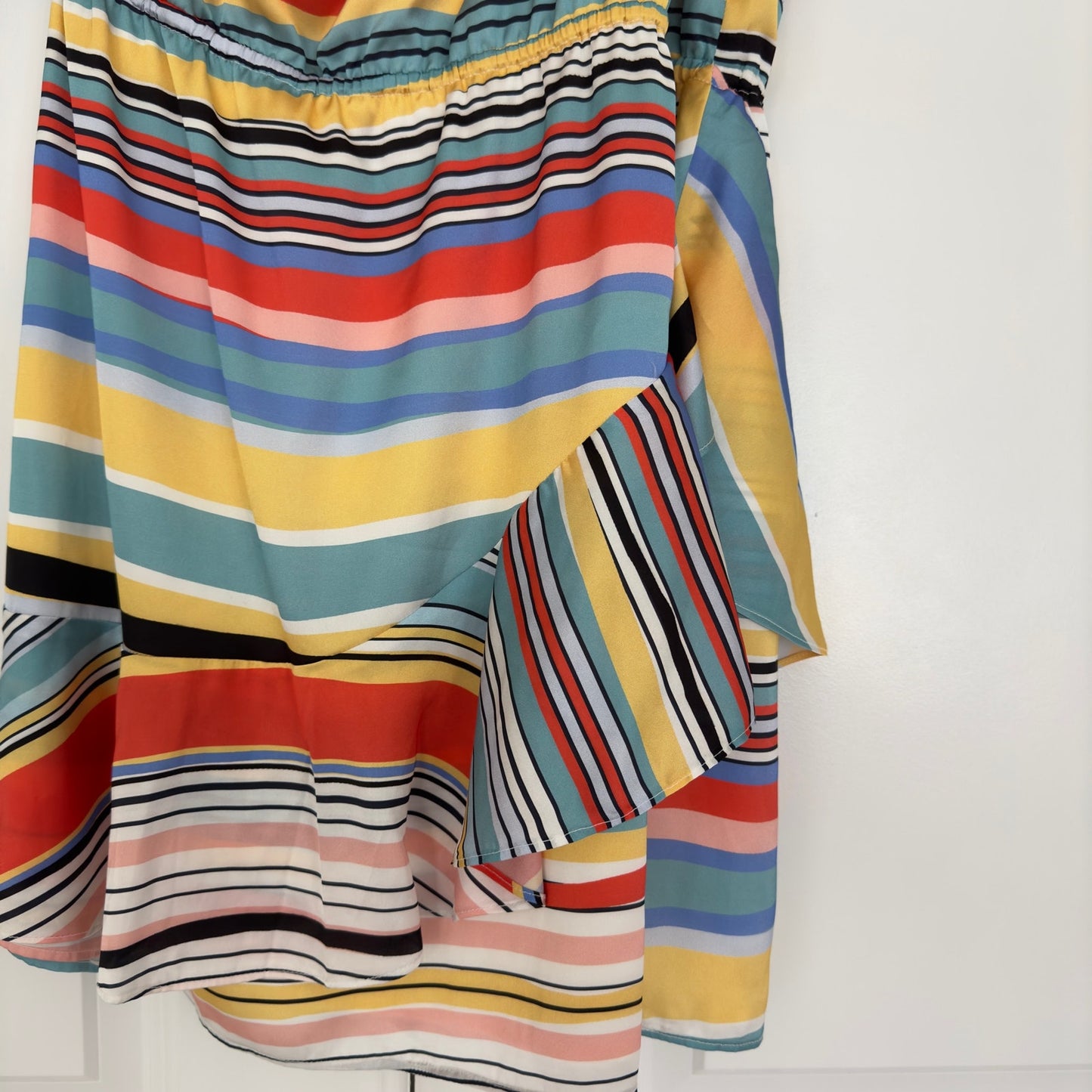 Lovers + Friends Pippa Dress in Aruba Stripe Mini One Shoulder Revolve Ruffle L