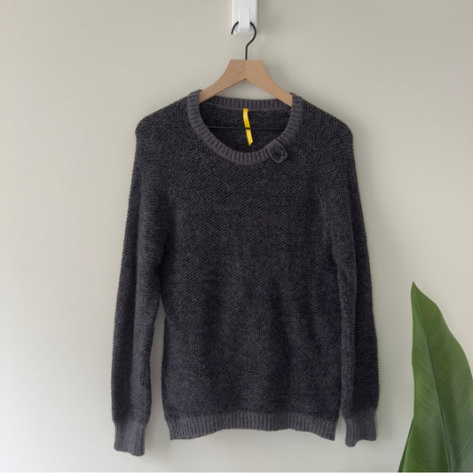 Lole Alpaca Blend Charcoal tight Knit Sweater crew neck long sleeve warm cozy XL
