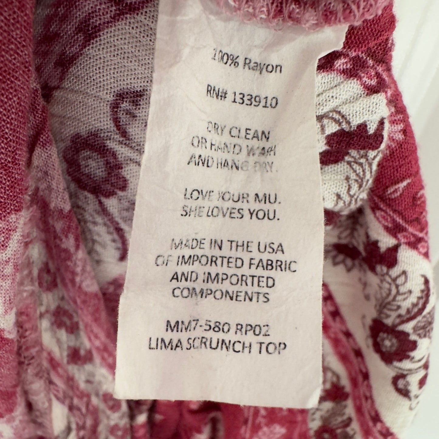 Show Me Your MuMu Lima Off the Shoulder Top 3/4 sleeve Made in USA Boho Floral M