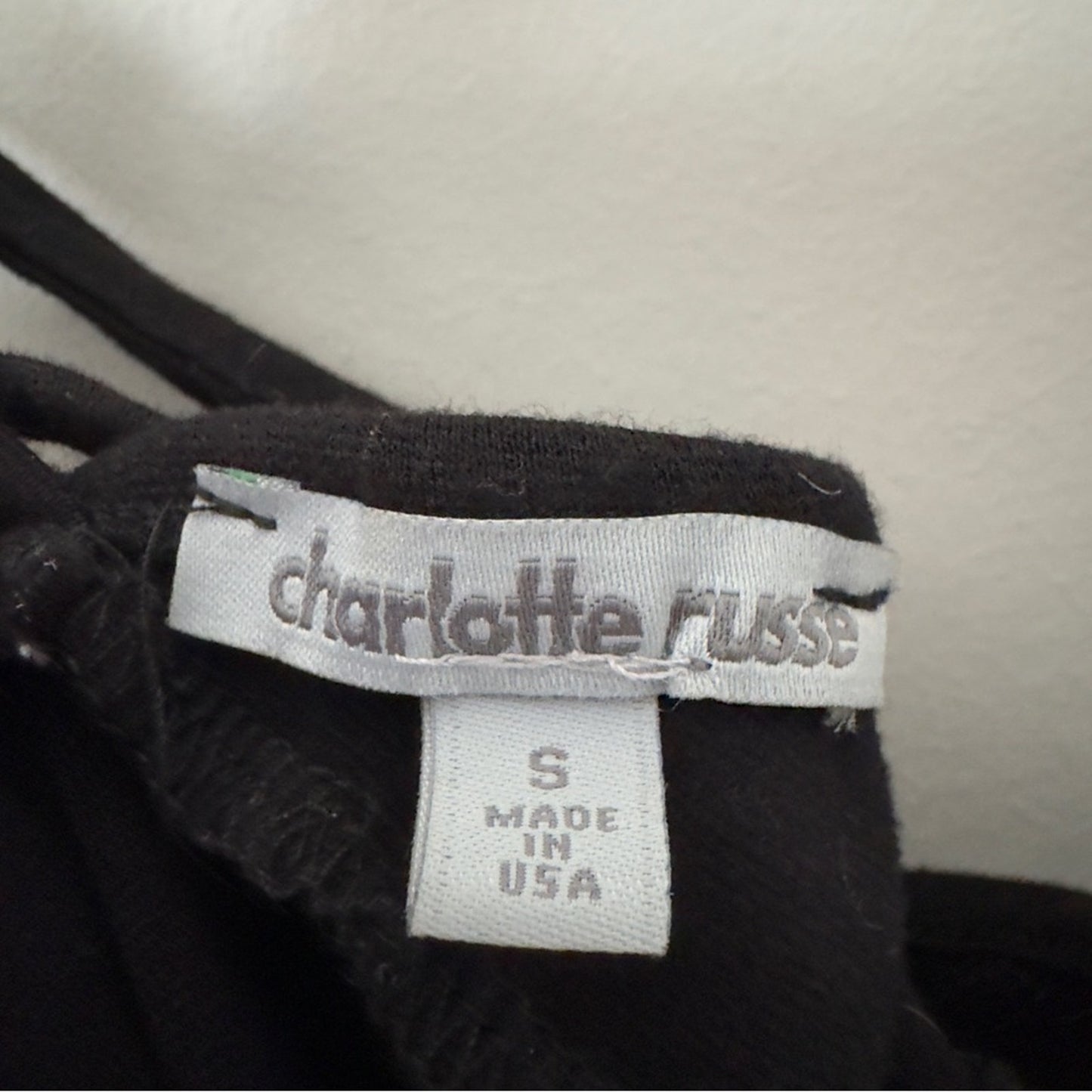 Charlotte Russe Black Strappy Bodysuit Tie Back One Piece Spaghetti Strap Solid