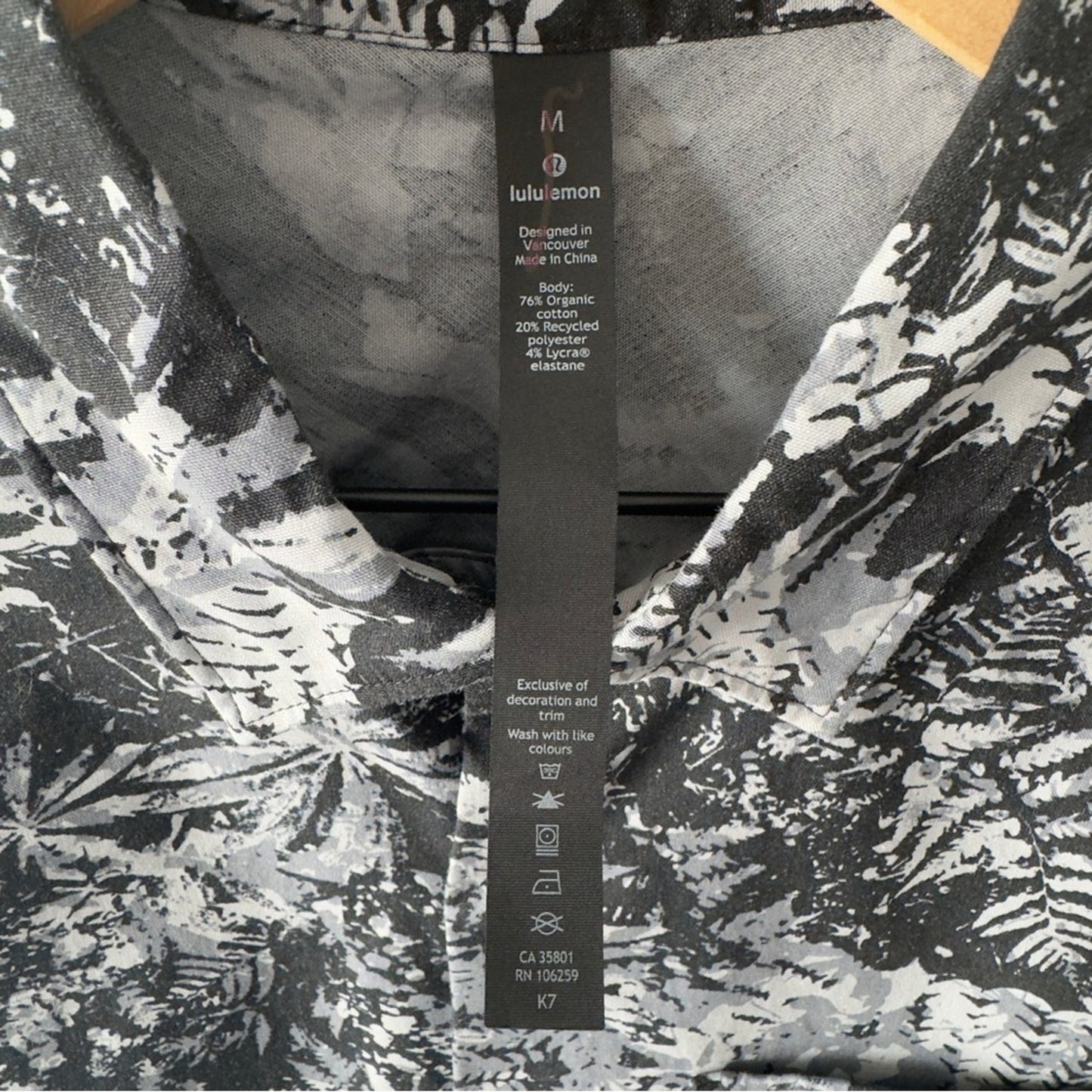 Lululemon All Town Short Sleeve Buttondown in Canopy Ice Grey Black Casual Shirt