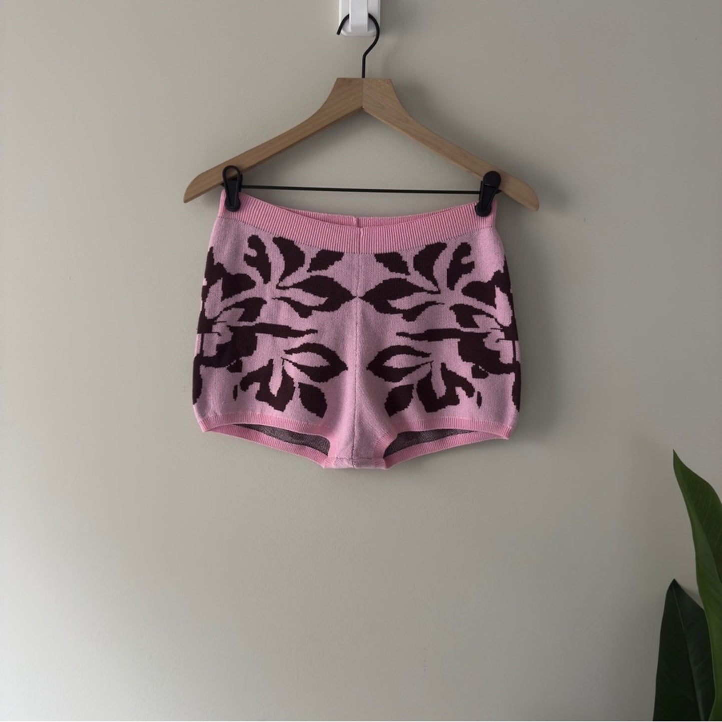 Free People Kaia Swit Shorts in Bright Lilac Combo Pink Floral Knit Micro Short