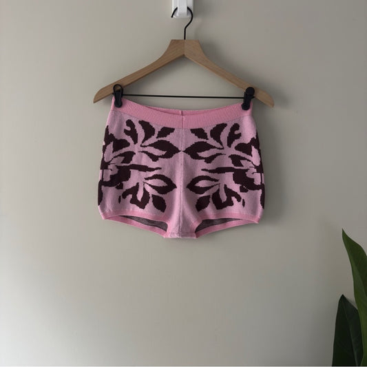 Free People Kaia Swit Shorts in Bright Lilac Combo Pink Floral Knit Micro Short