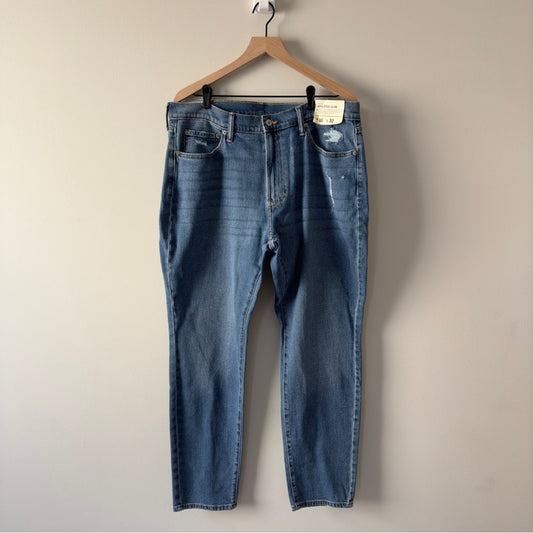 Abercrombie & Fitch The A&F Athletic Slim Jeans Blue Denim distressed Pockets 36