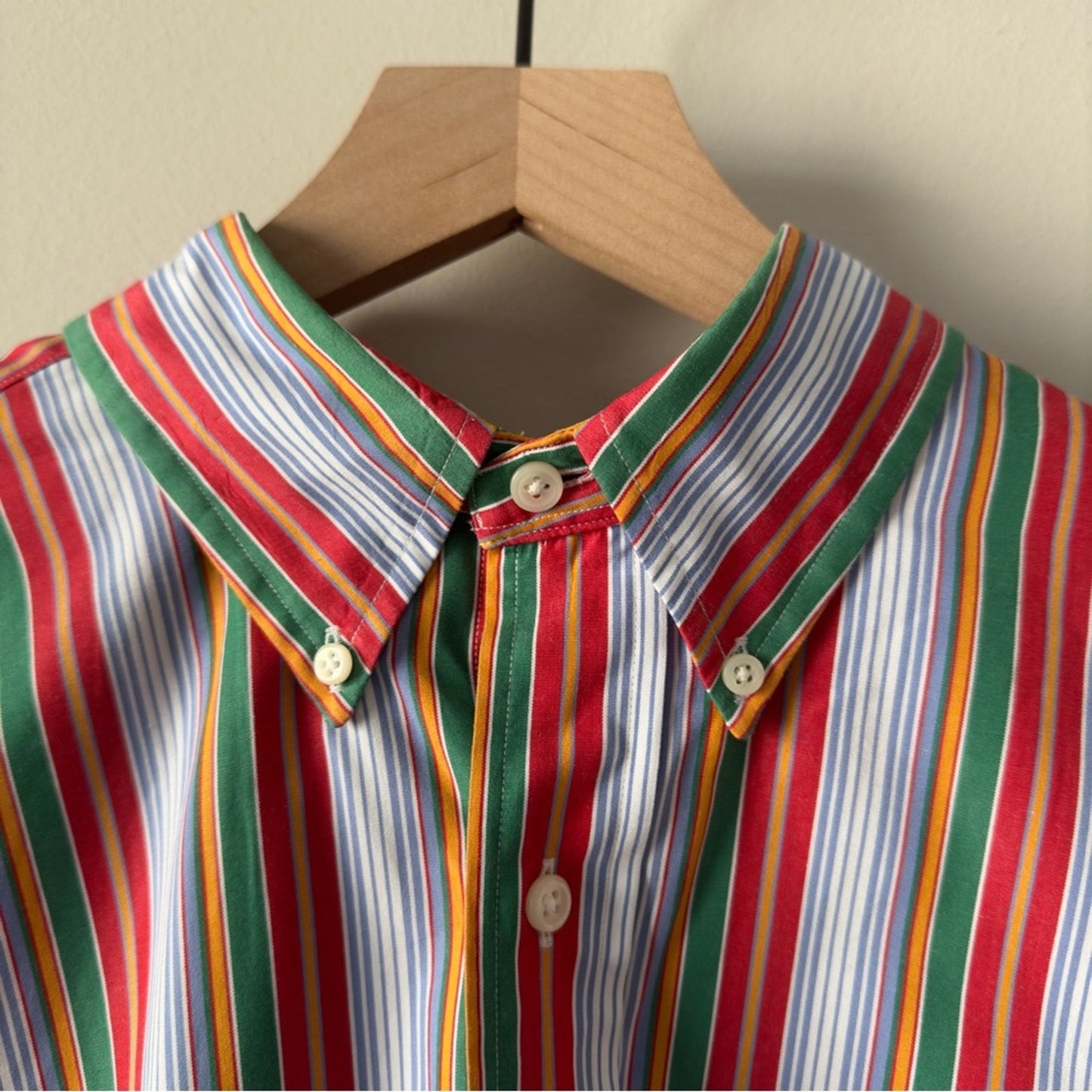 Ralph Lauren Blake 100% Cotton Striped Button Down Shirt Collared Colorful Large