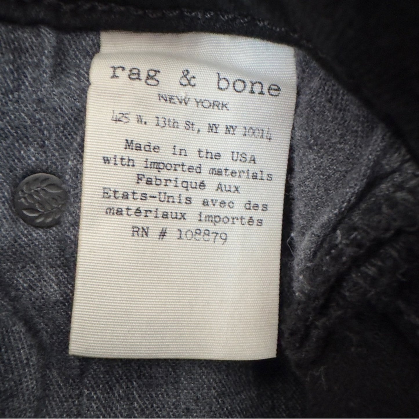 Rag & Bone Lace Up Skinny Jeans Black Coal cotton blend casual pockets high rise