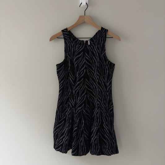 Free People Soft Chenille Zebra Stripe Mini Dress Sleeveless Zip Up Zipper Back