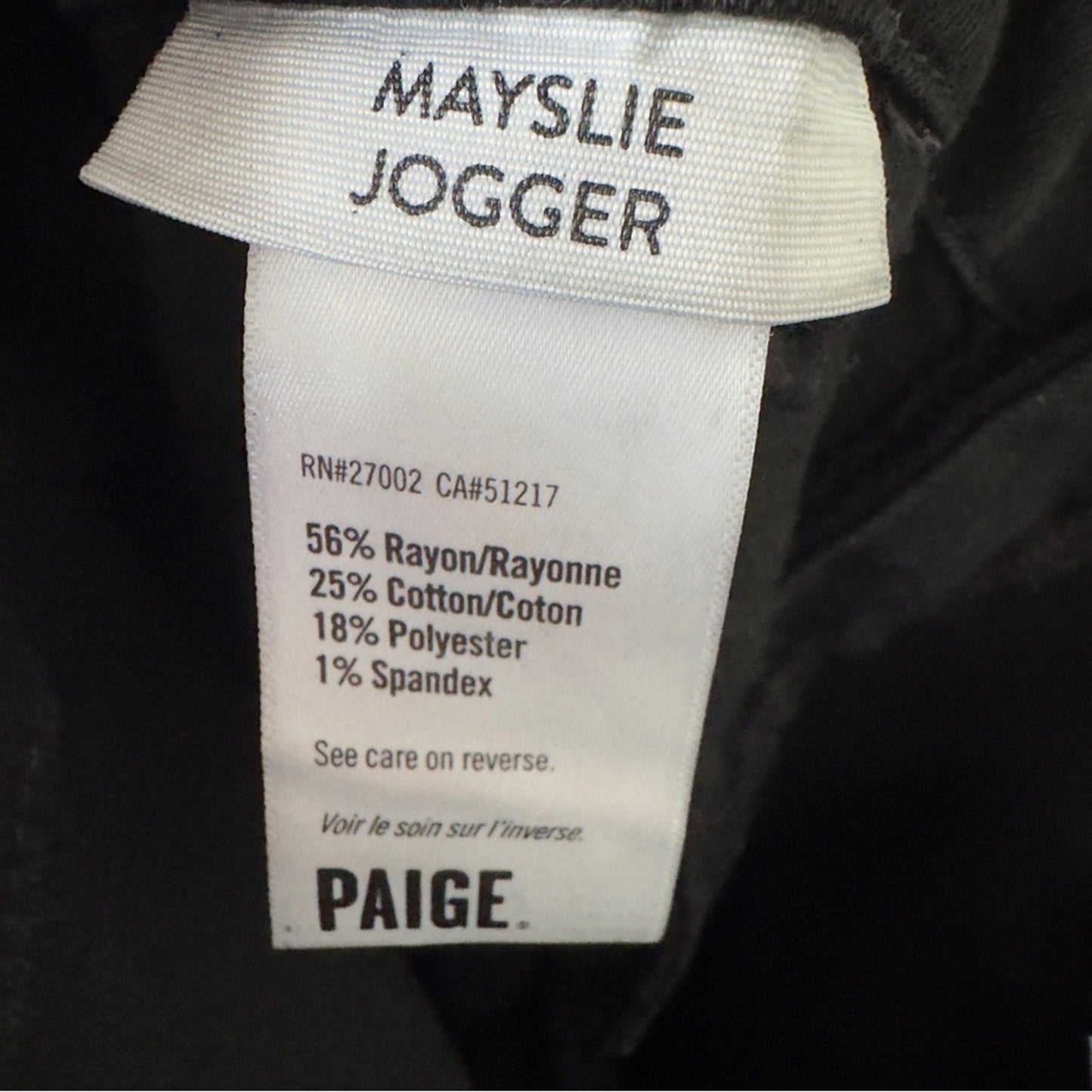 PAIGE Mayslie Jogger Black Casual Pants zipper ankles zip button pockets coated