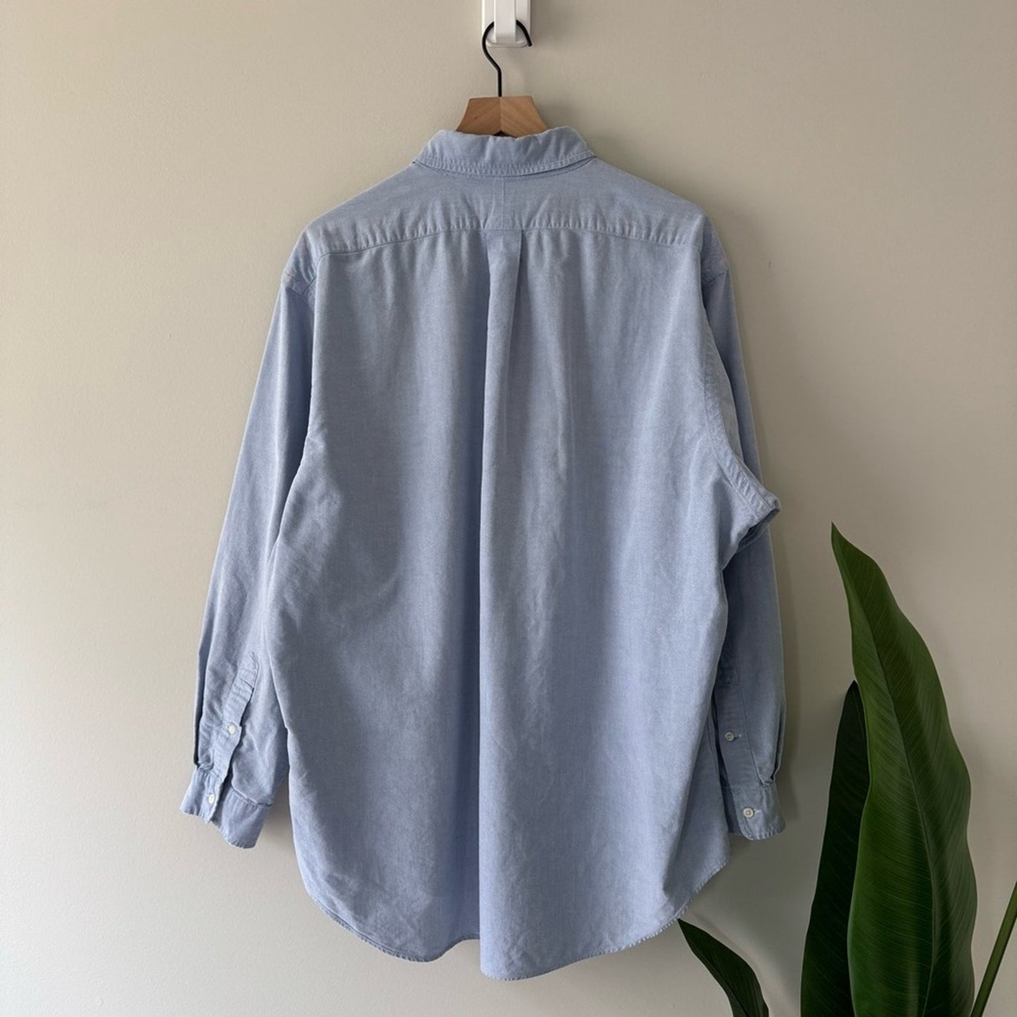 Ralph Lauren Yarmouth 100% Cotton Blue Long Sleeve Casual Button-Down Shirt Work