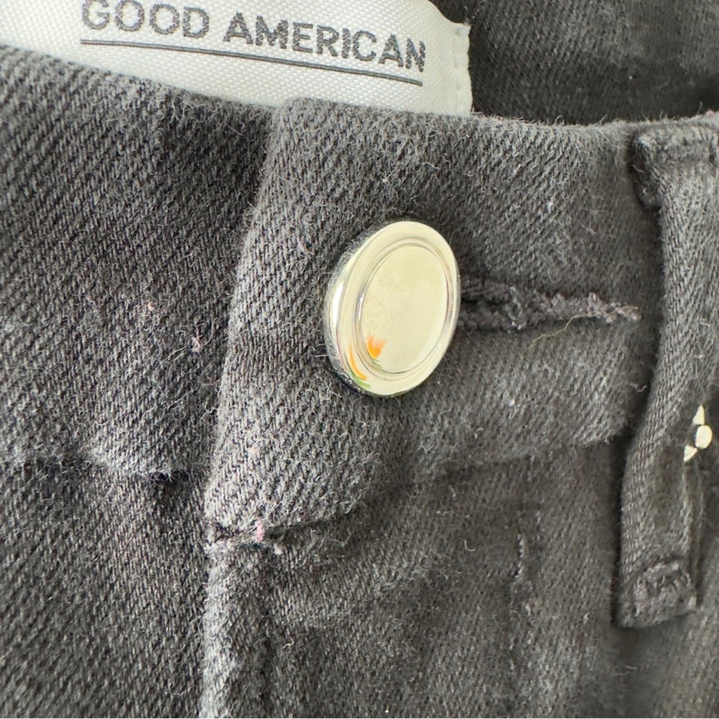 Good American Good Legs Black Skinny Jeans silver sparkle Side Stripes stretch 6