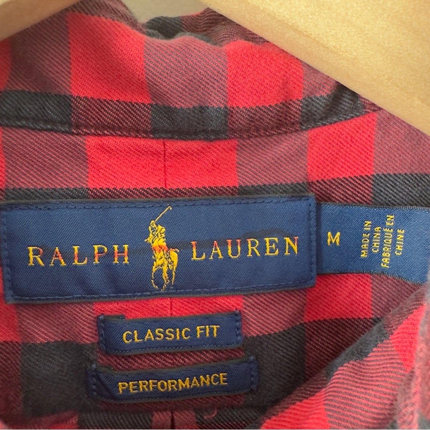 Ralph Lauren Classic Fit Performance Red Black Checker Collar Button Down Shirt