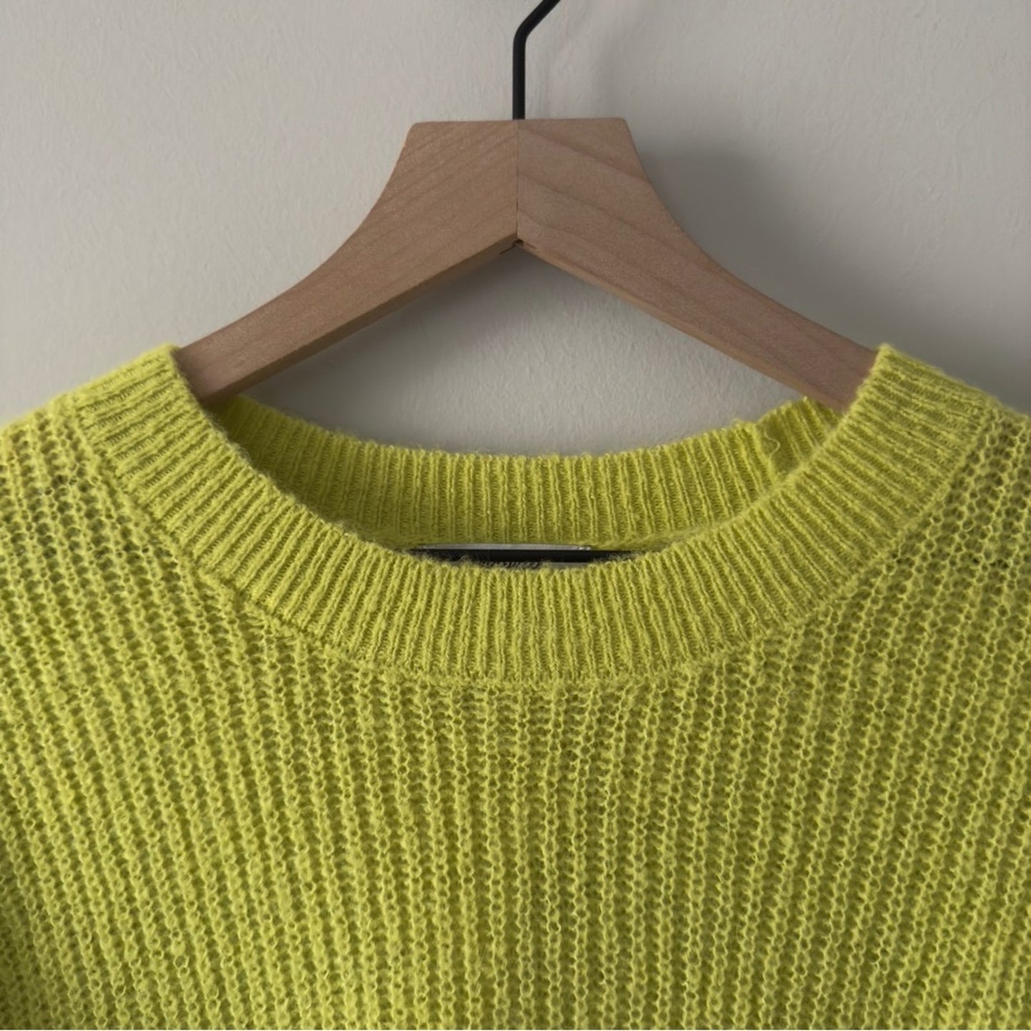 Madewell Alpaca Blend Neon Green Yellow Women's Sweater crew neck long sleeve S