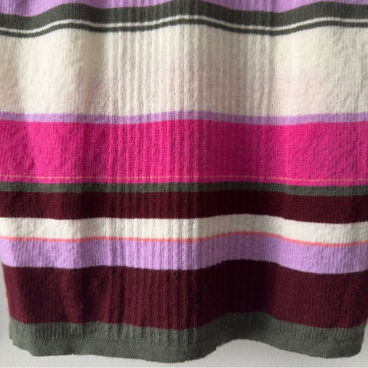 Kate Spade Fine Stripe Polo Sweater 100% Merino Wool Tight Knit preppy light EUC
