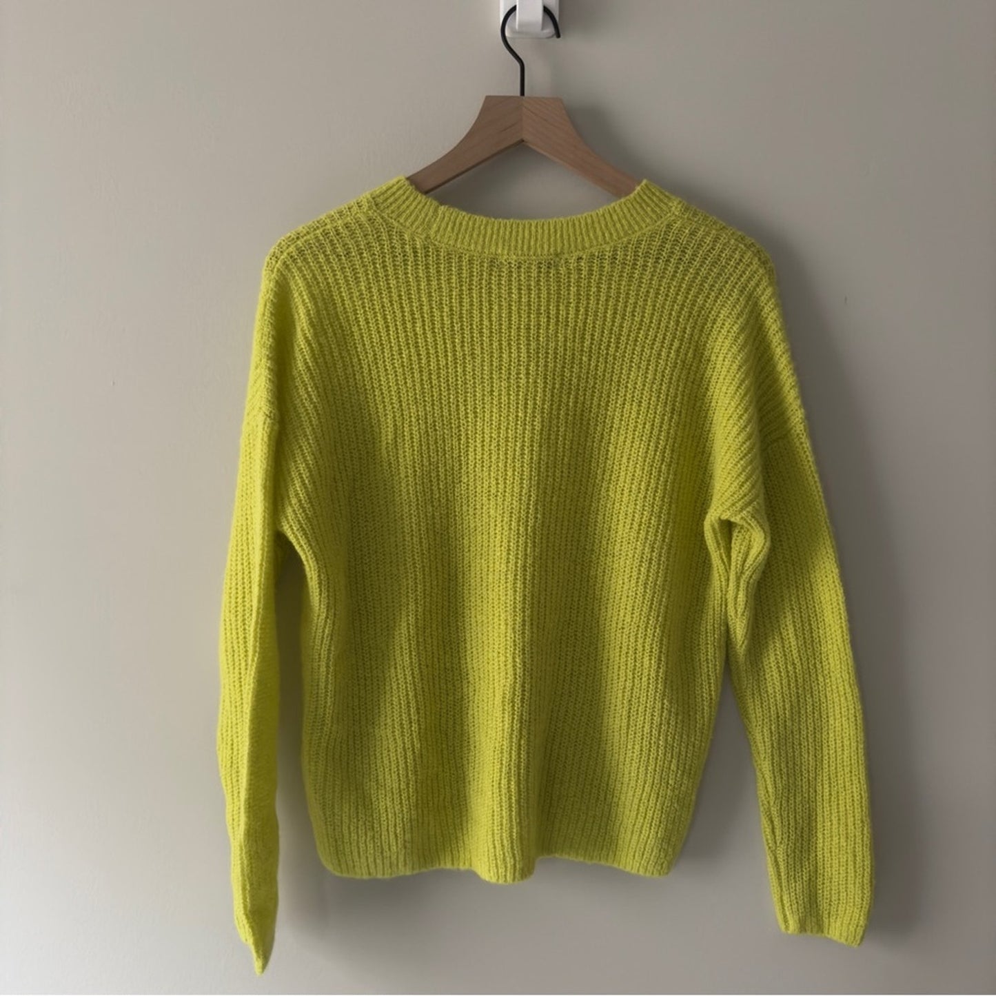 Madewell Alpaca Blend Neon Green Yellow Women's Sweater crew neck long sleeve S