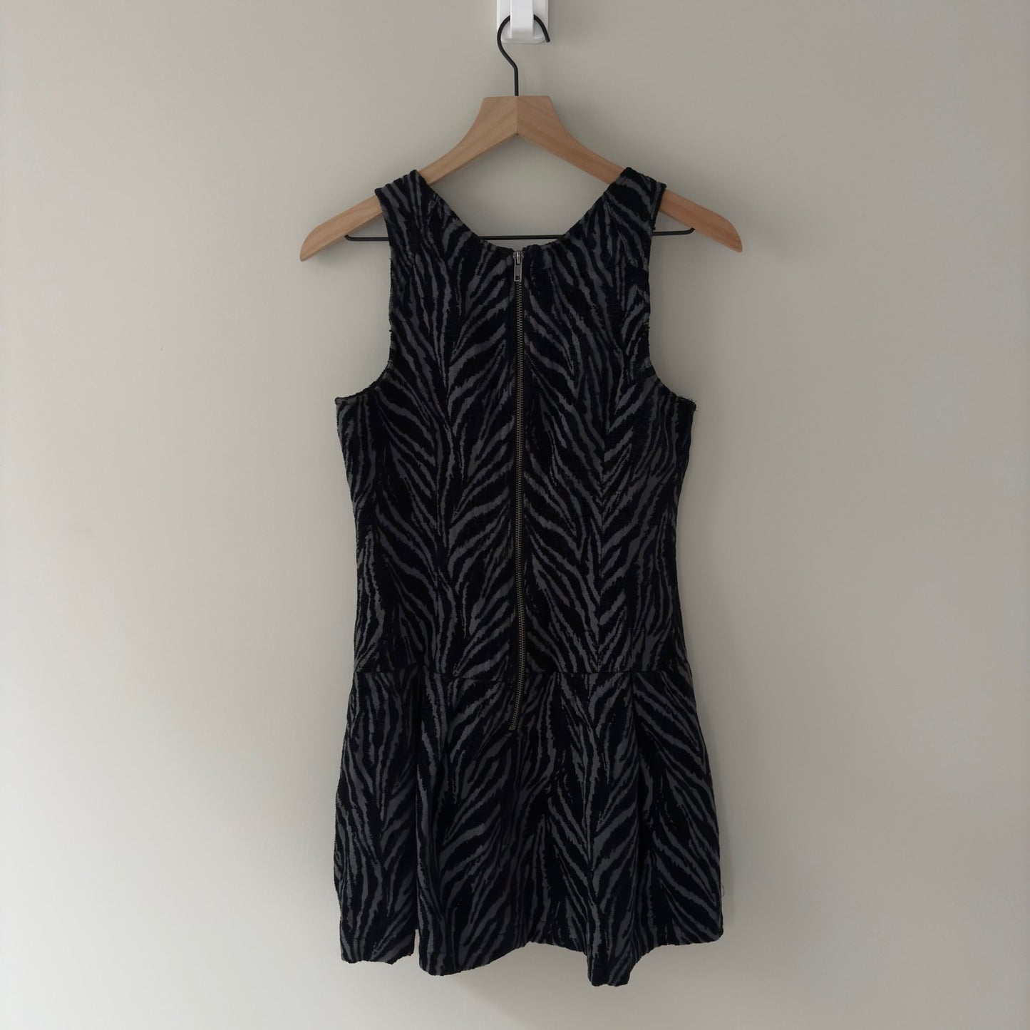 Free People Soft Chenille Zebra Stripe Mini Dress Sleeveless Zip Up Zipper Back
