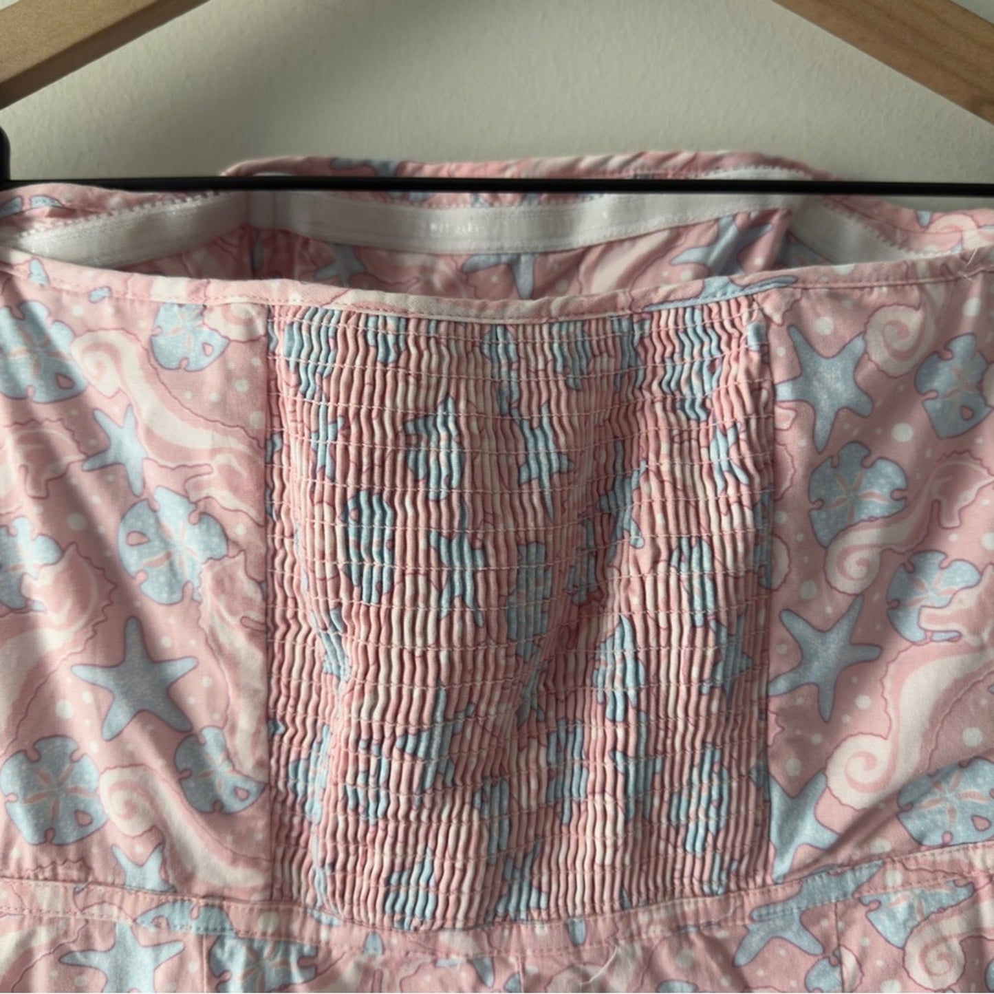 Vineyard Vines Seahorse Print Y2K Strapless Pink mini Dress sand dollar starfish