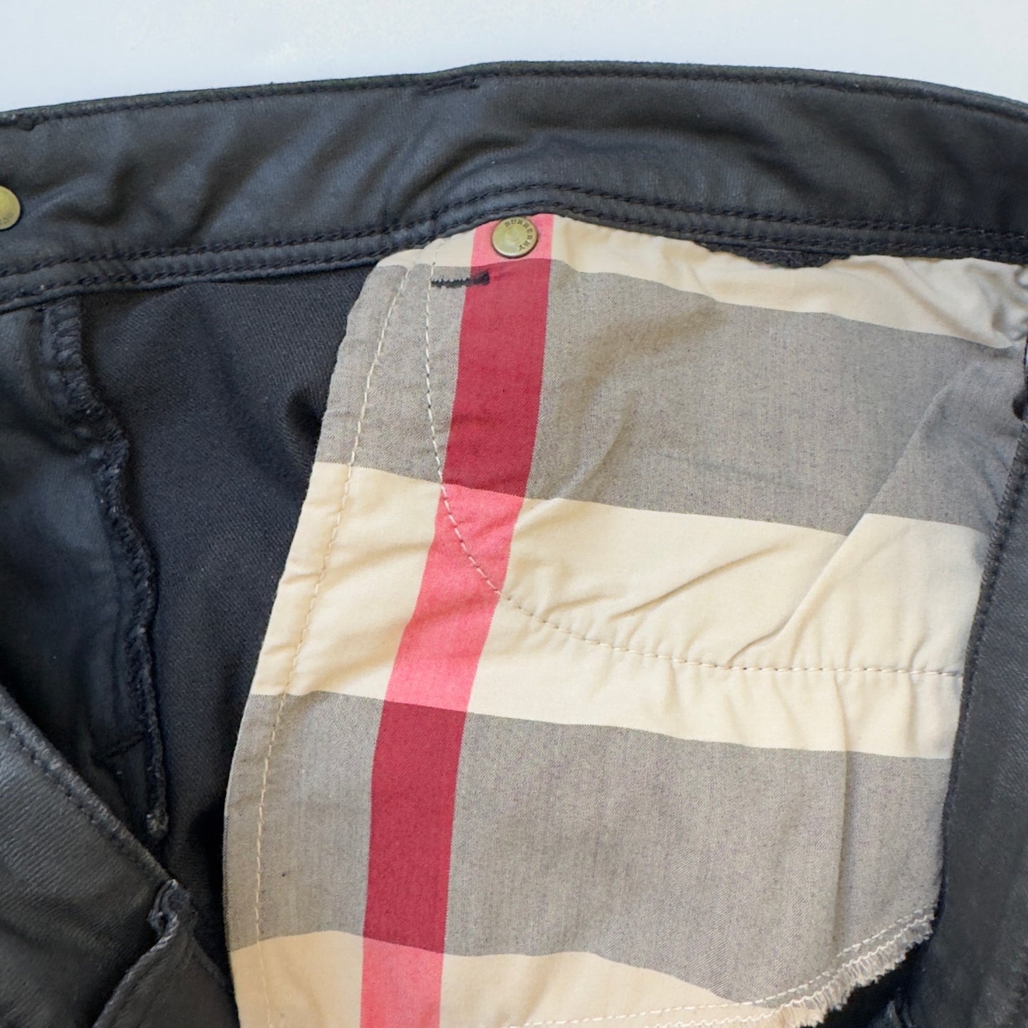 Burberry Brit Westbourne Skinny Ankle Pants Faux Leather Zip Button  5-Pocket 32