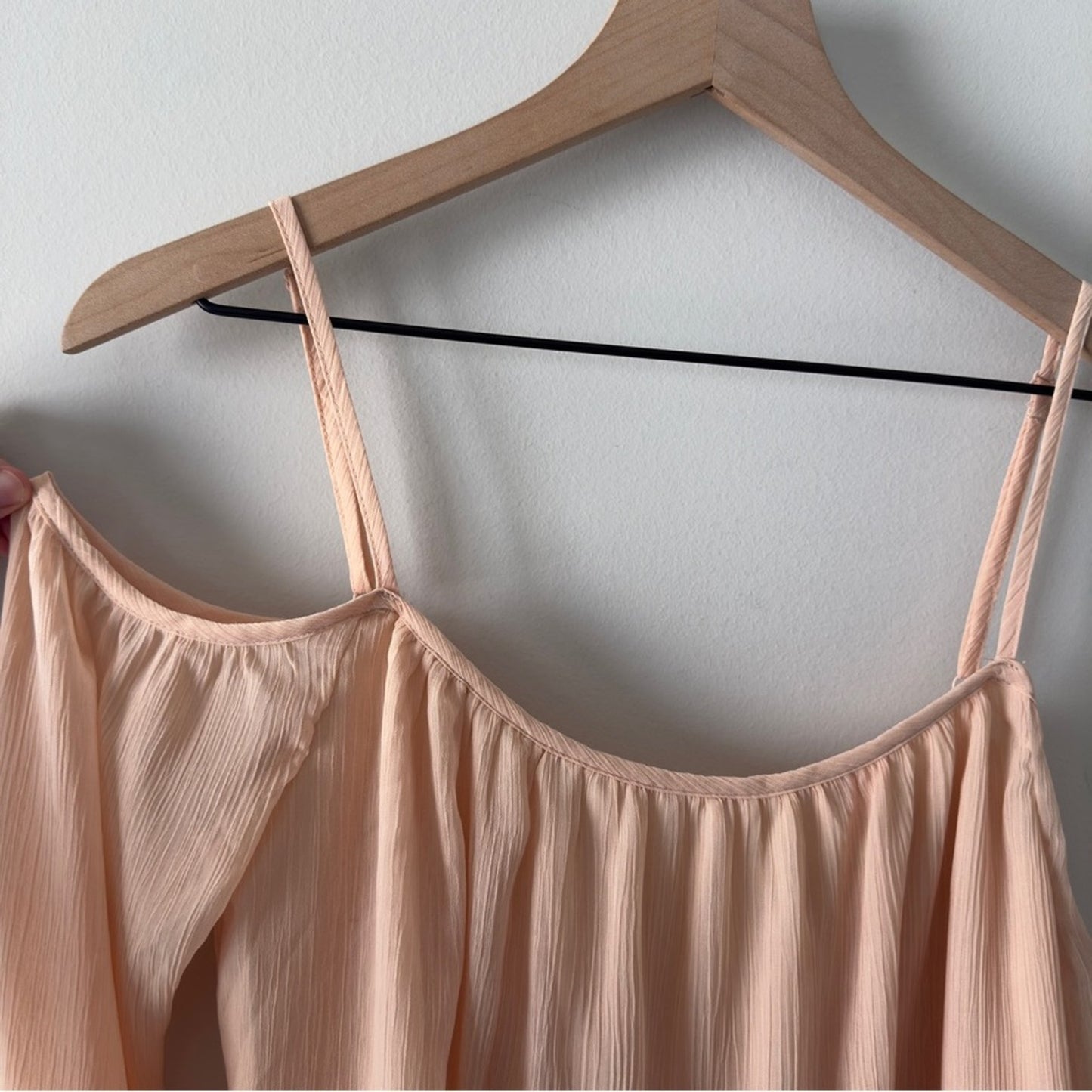 Revolve Lovers + Friends Cold Shoulder Pink Orange Ruffled Bell Sleeve Blouse M