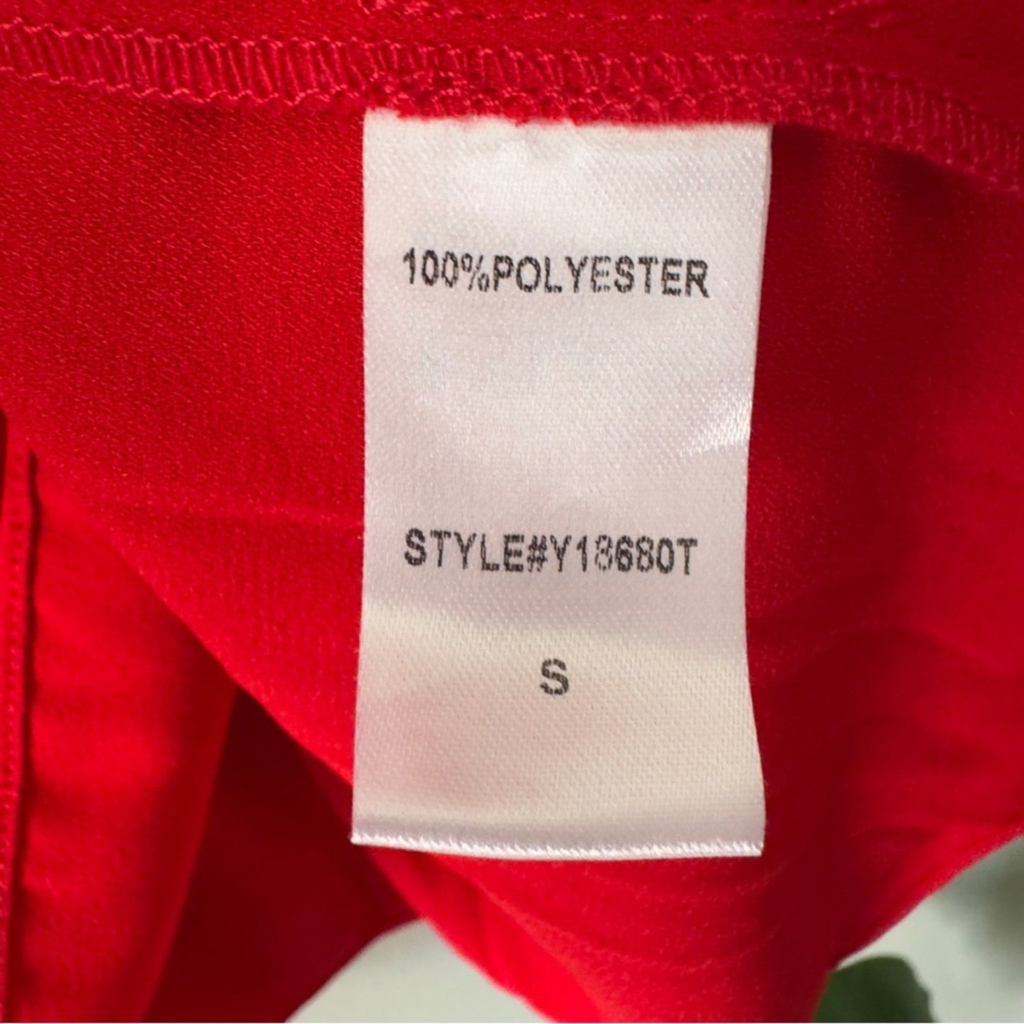 Pomander Place Carlota Peplum Blouse in Red Long Sleeve Top Ruched Flowy Keyhole