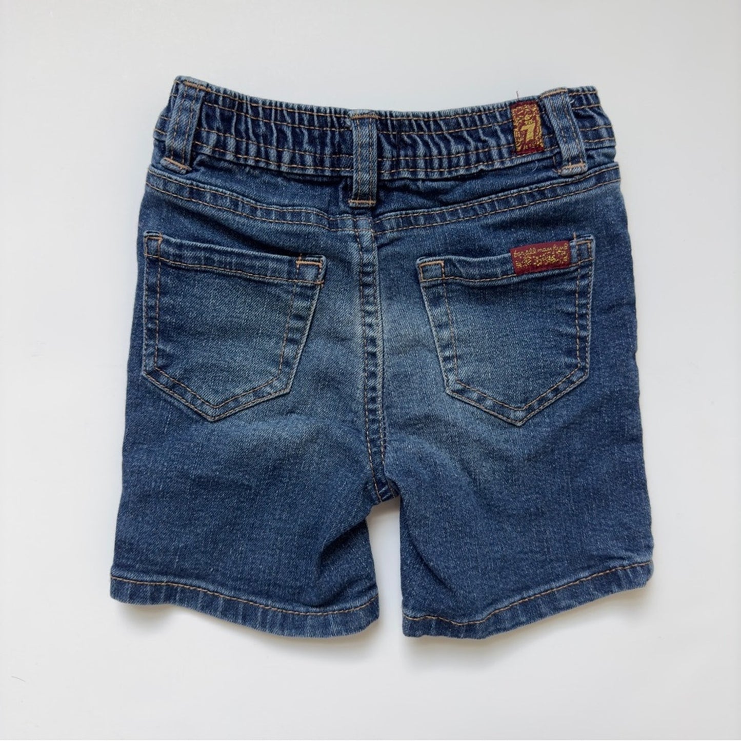 7 For All Mankind Denim Jean shorts cotton spandex stretch snap fly dark Wash